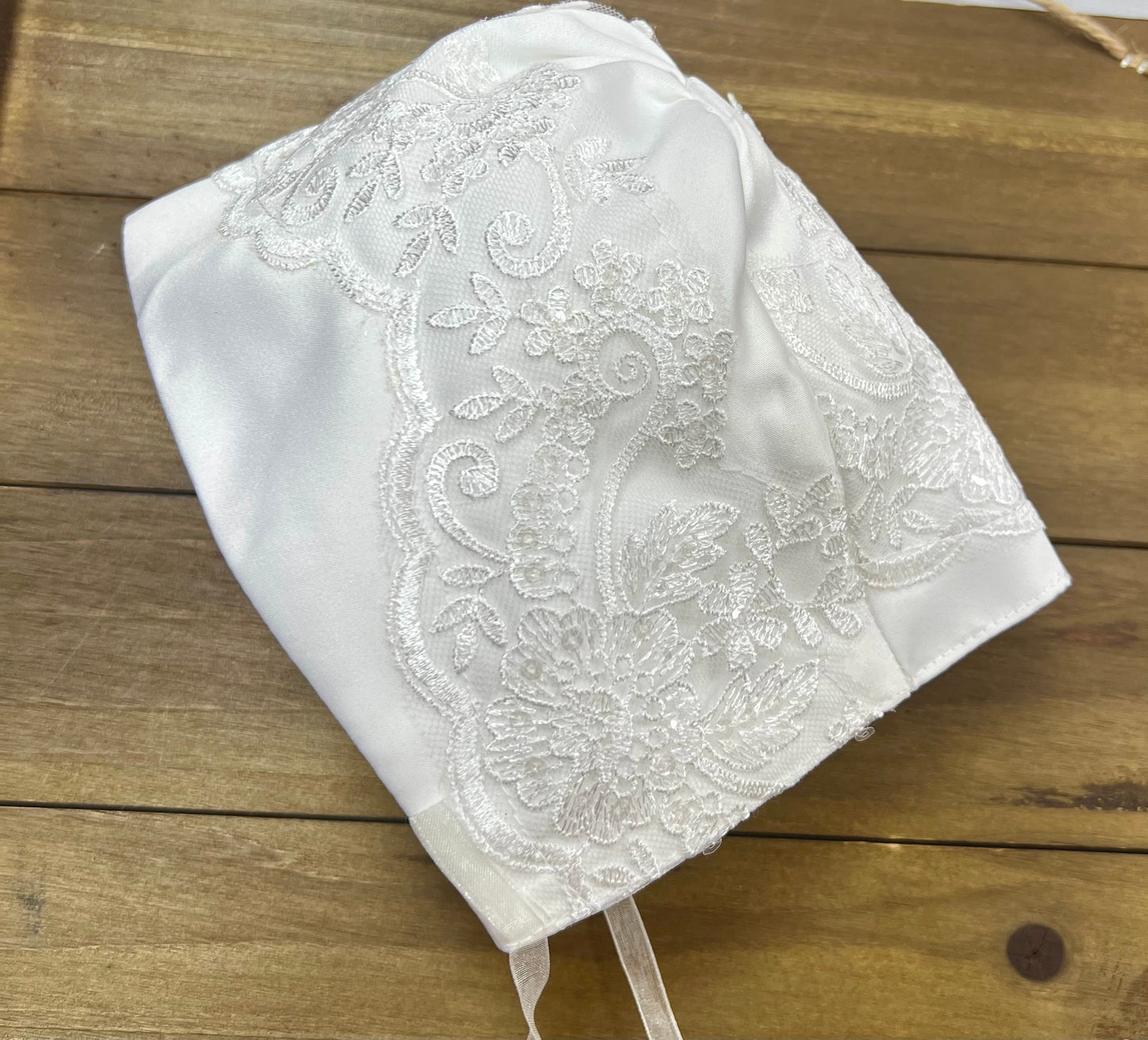 Elegant Diamond white organza and Lace christening dress