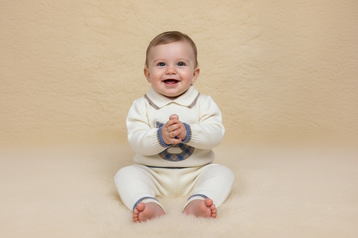 2pc boys knit set with Rocking horse