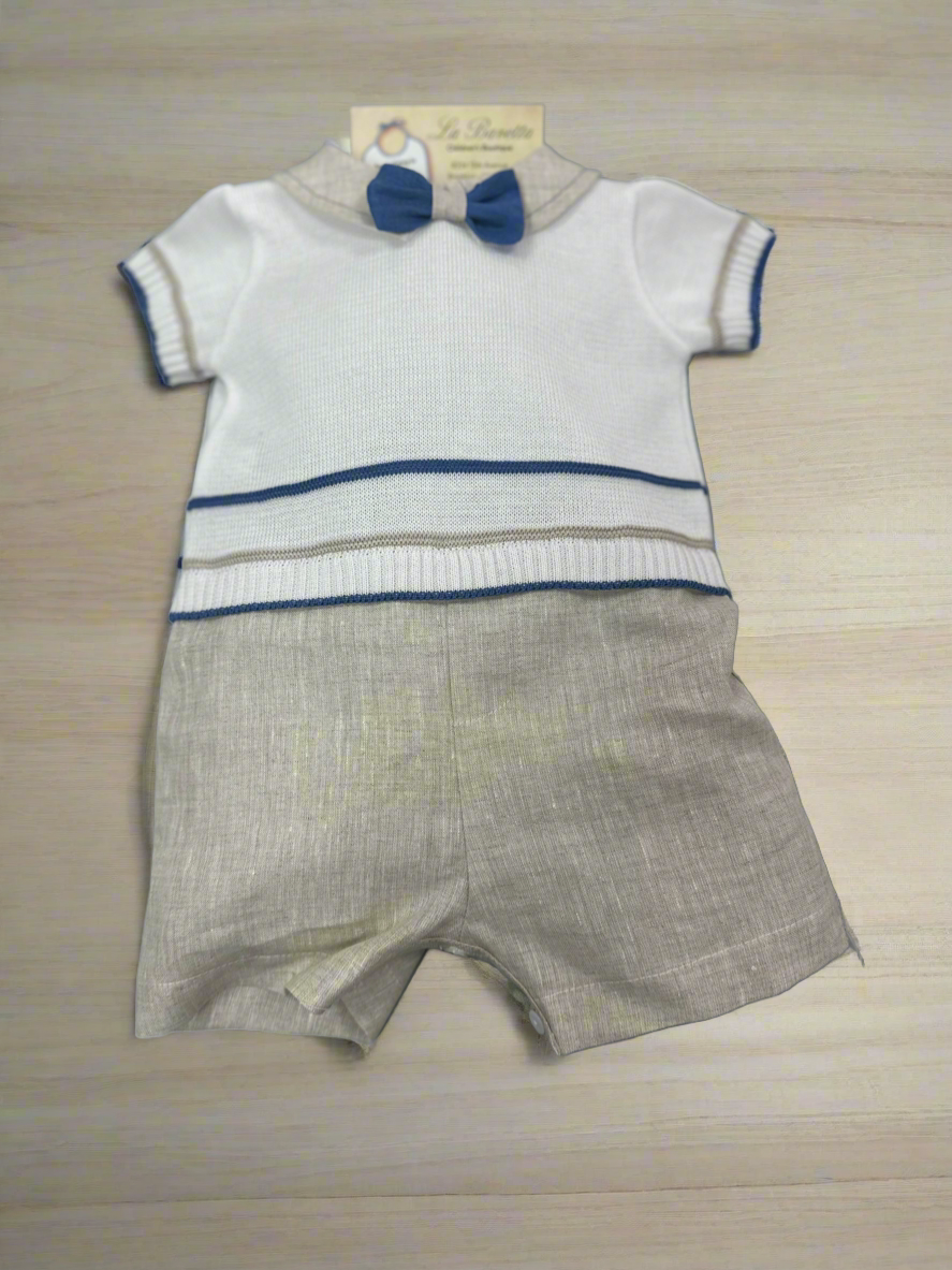 Bimbalo Boys Linen and Knit Romper 7155