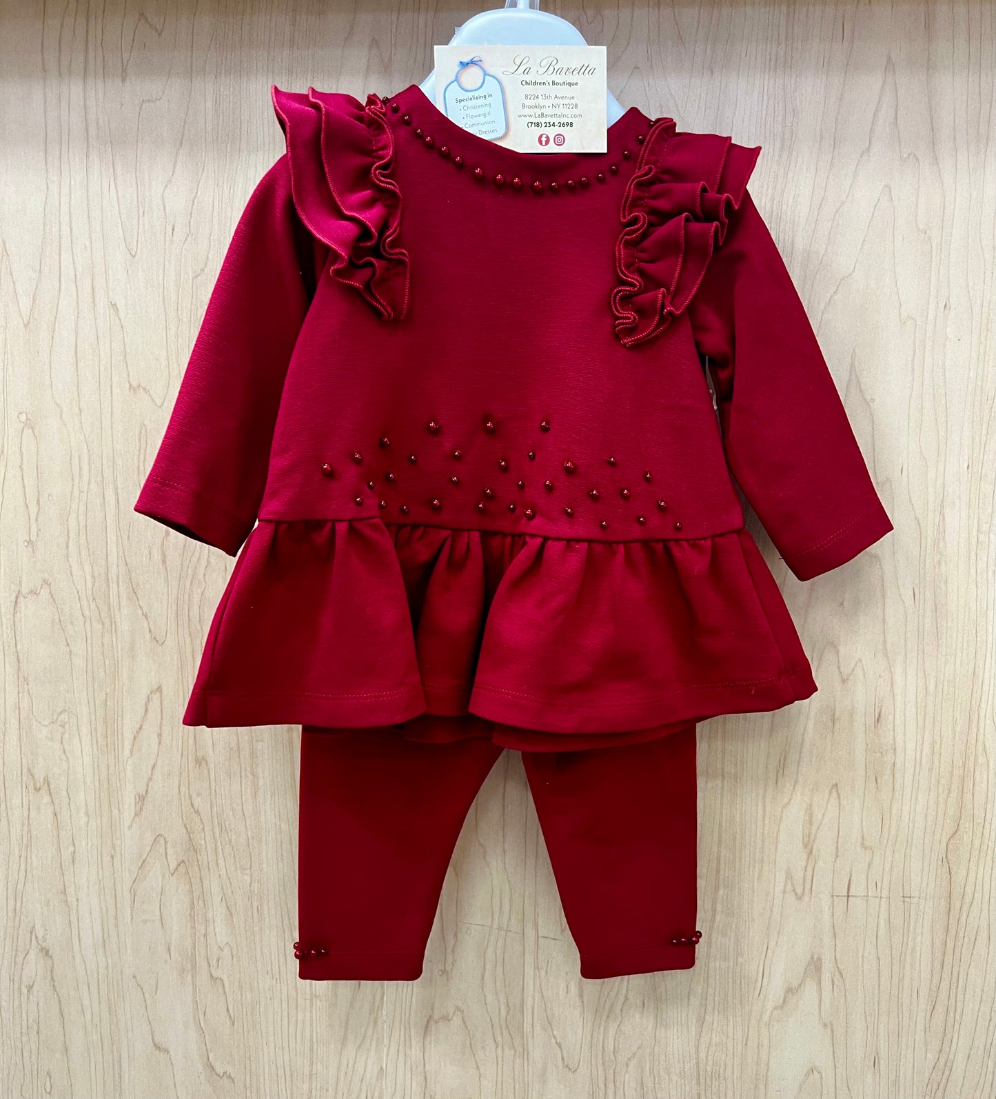 Bimbalo seasonal red pants outfit made in Italy