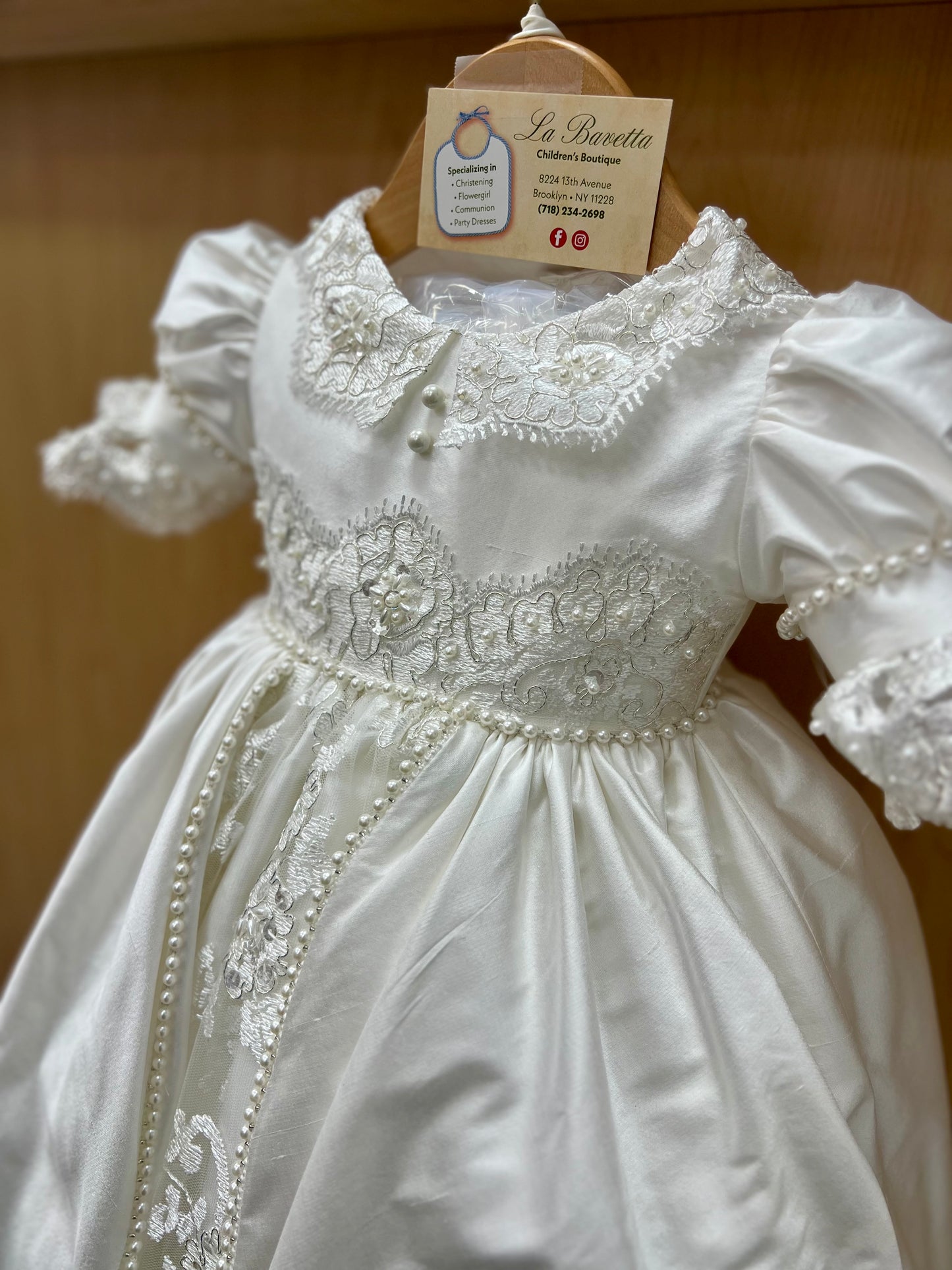 Madeline Heirloom Silk and Lace Christening Gown