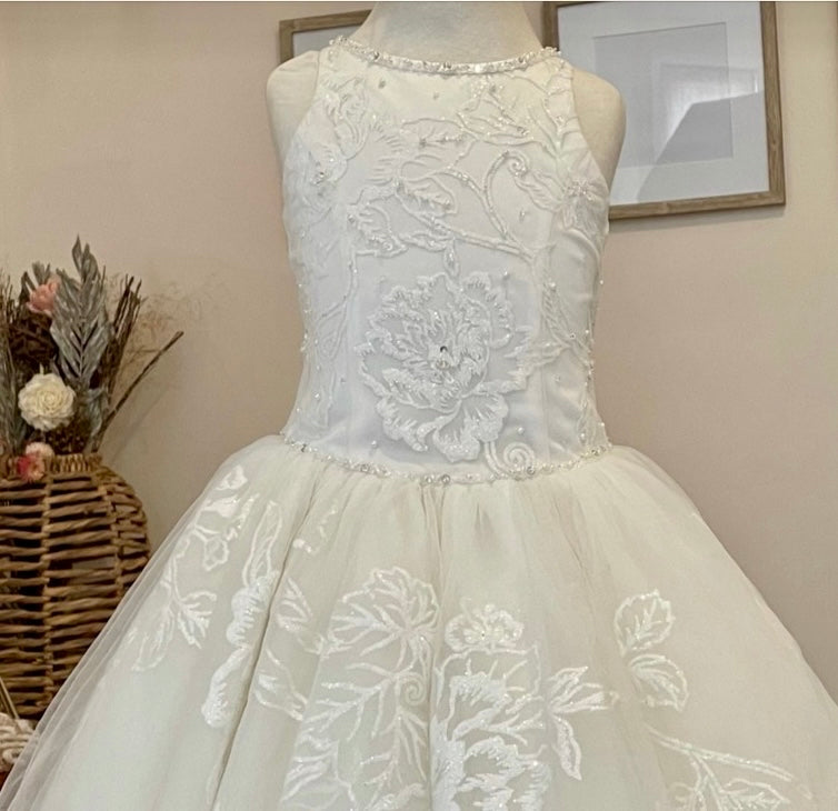 Embroidery Sleeveless Communion Dress | La Bavetta | New York