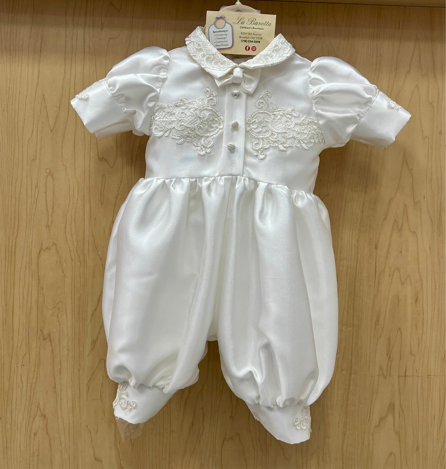Custom couture christening suit