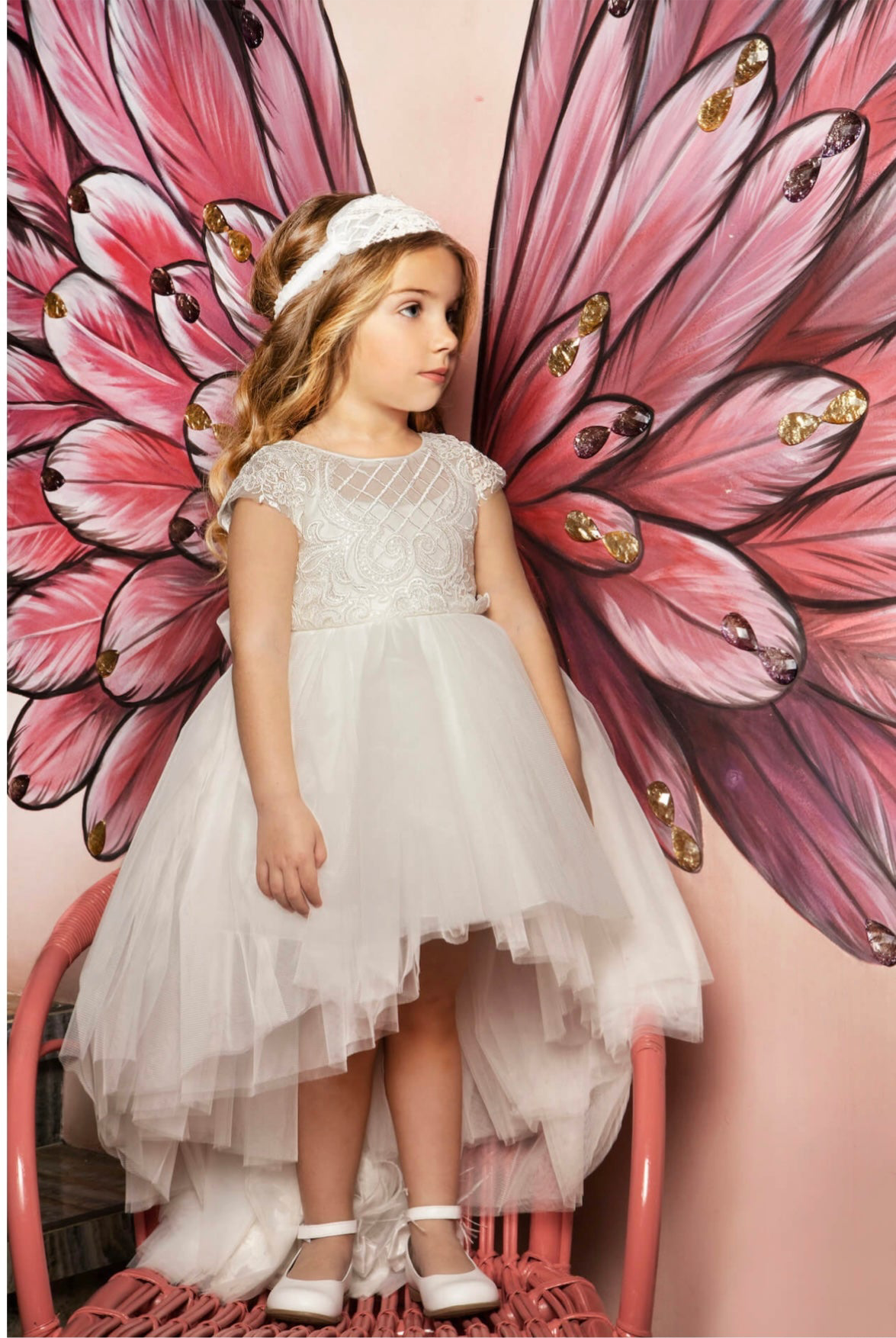 Beautiful high low Christening flower girl dress