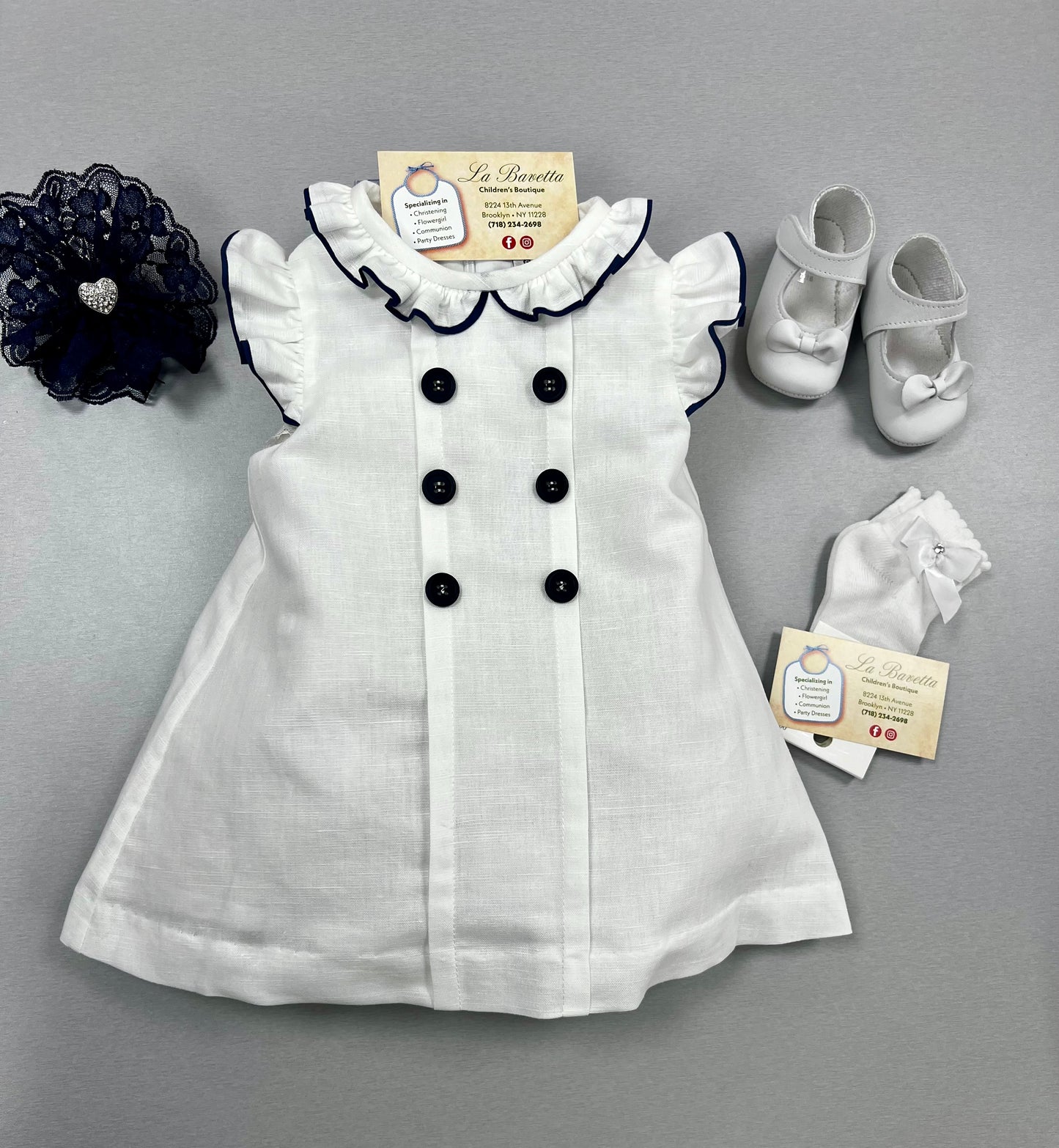 Sailor Linen Dress/ Nautical 013319