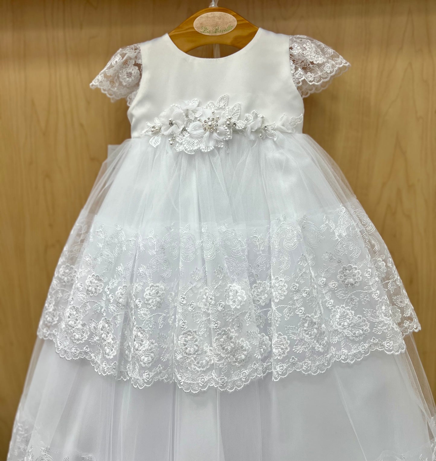 Bella Bow Christening dress with tulle