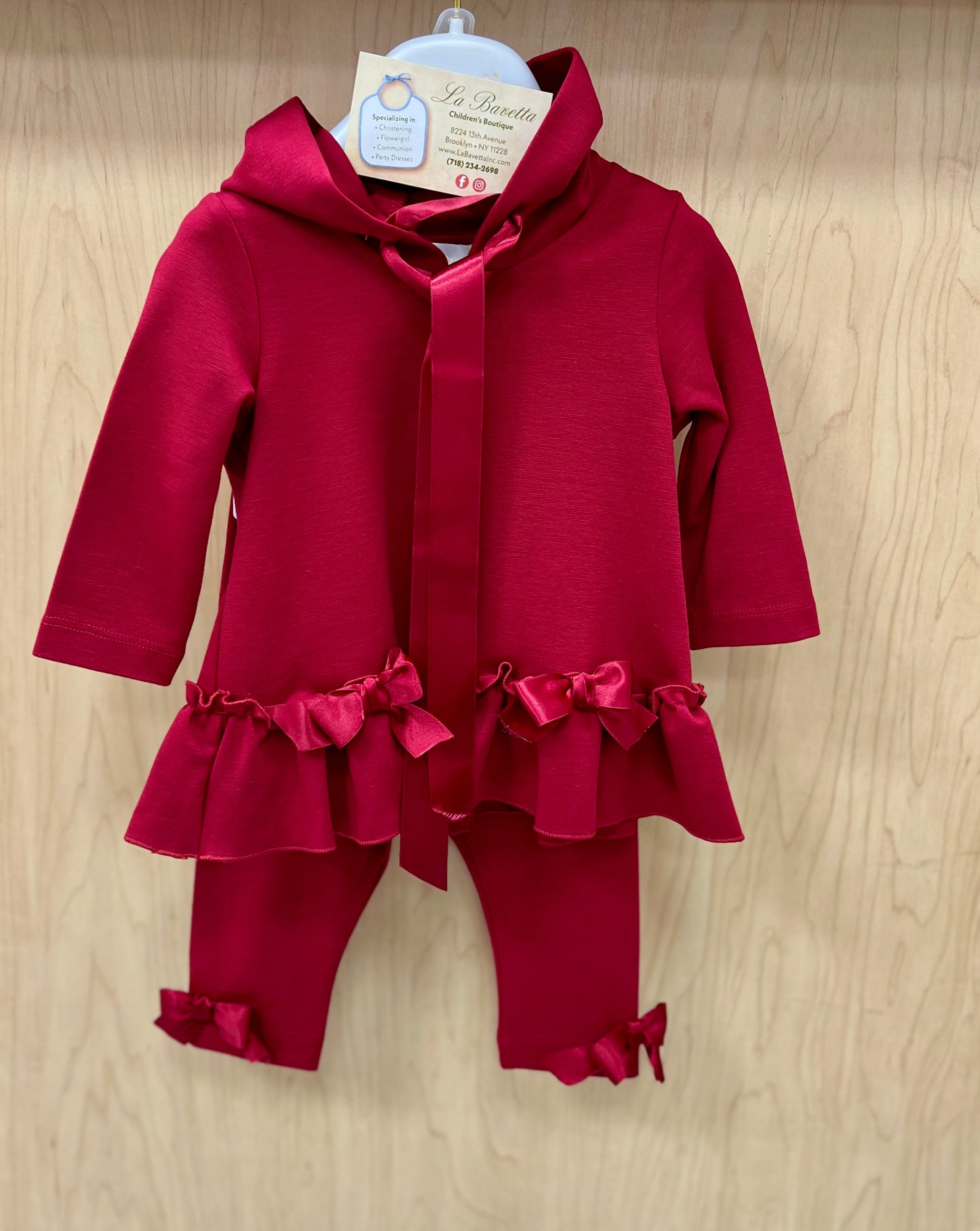 Bimbalo Made in Italy Girls Red pants set 7441M