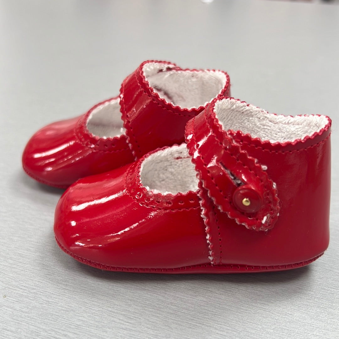 Red patent leather baby shoes 7026