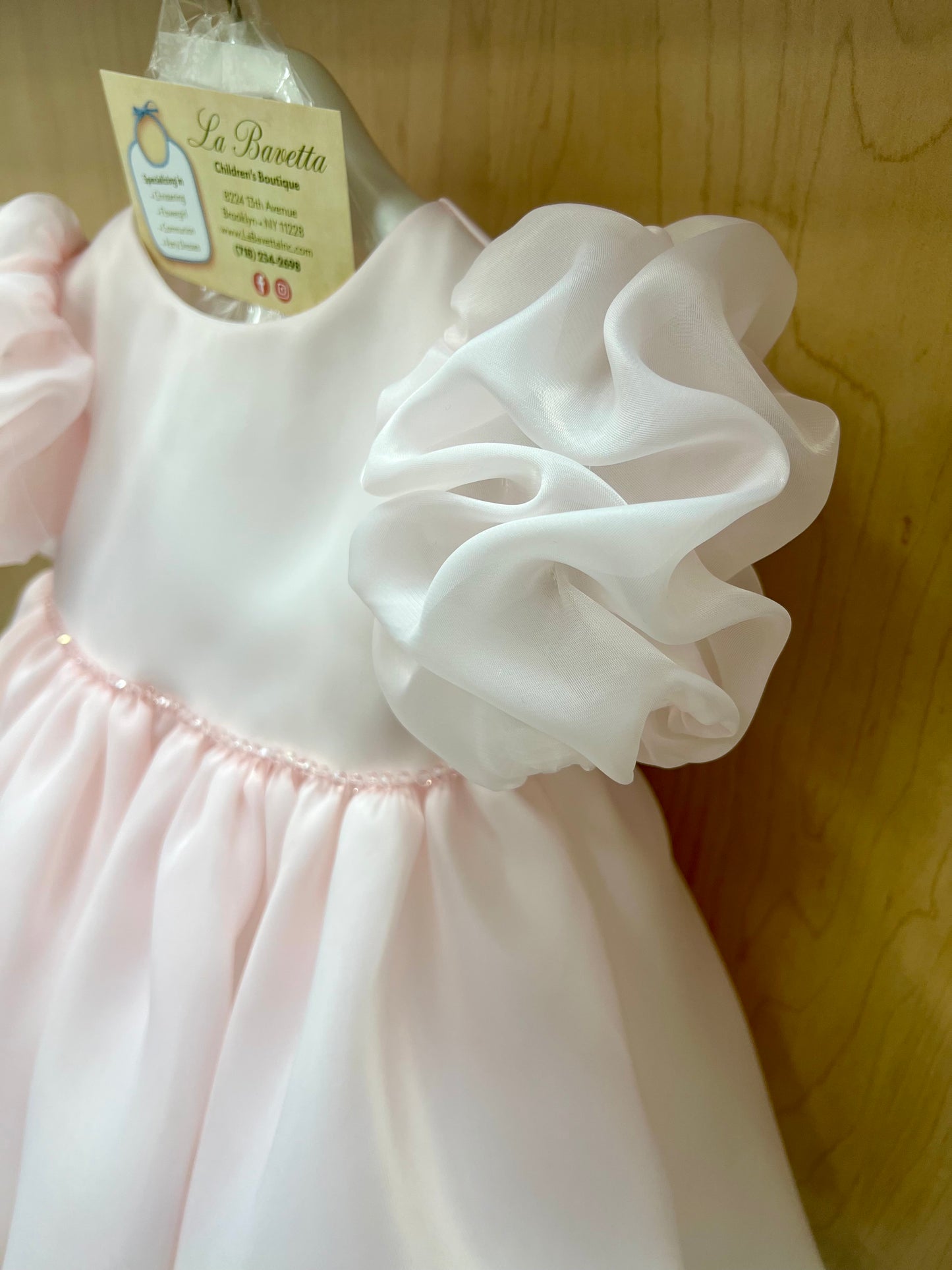 Pink Organza Dress with crystals Made In Italy