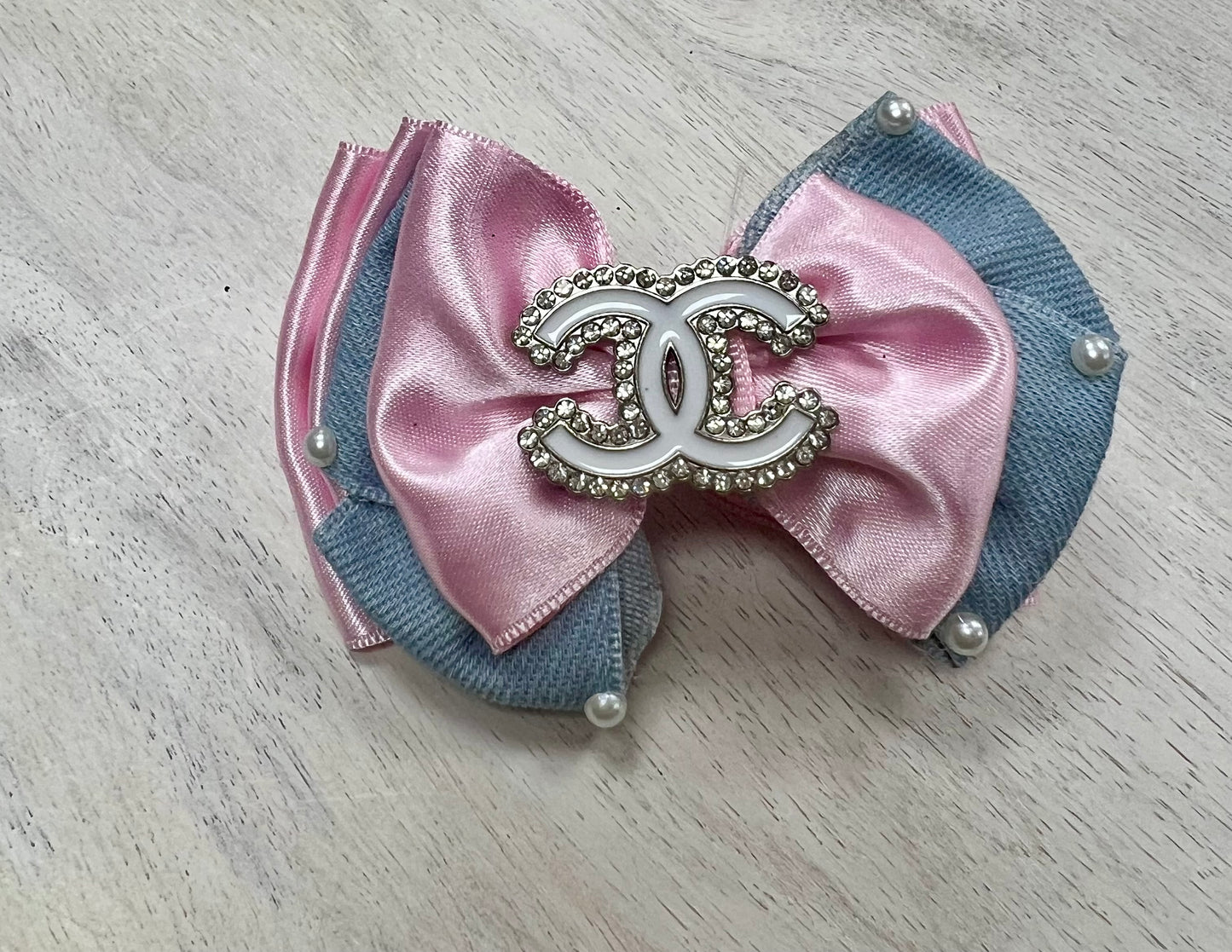 Pink & Denim Hair Clip
