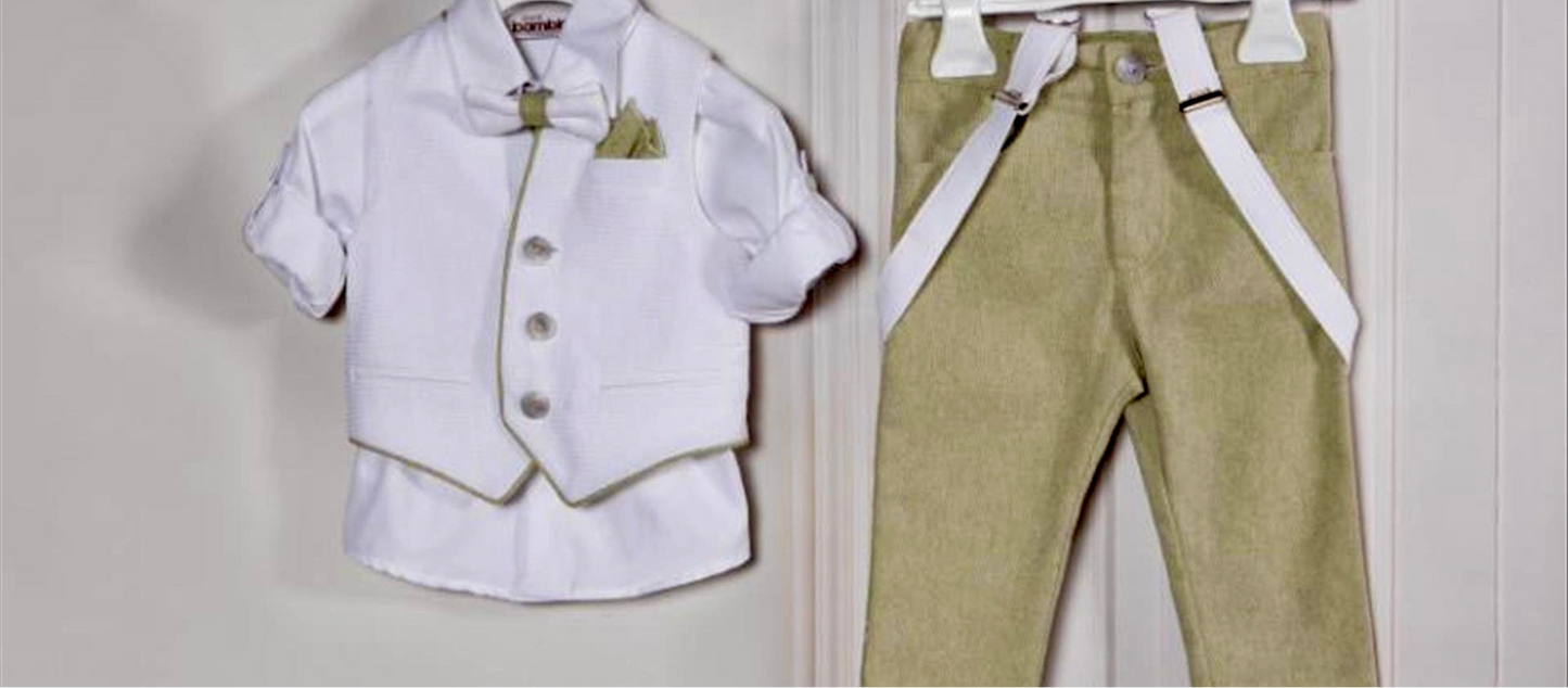 Boys formal out sage green and white Made in Europe