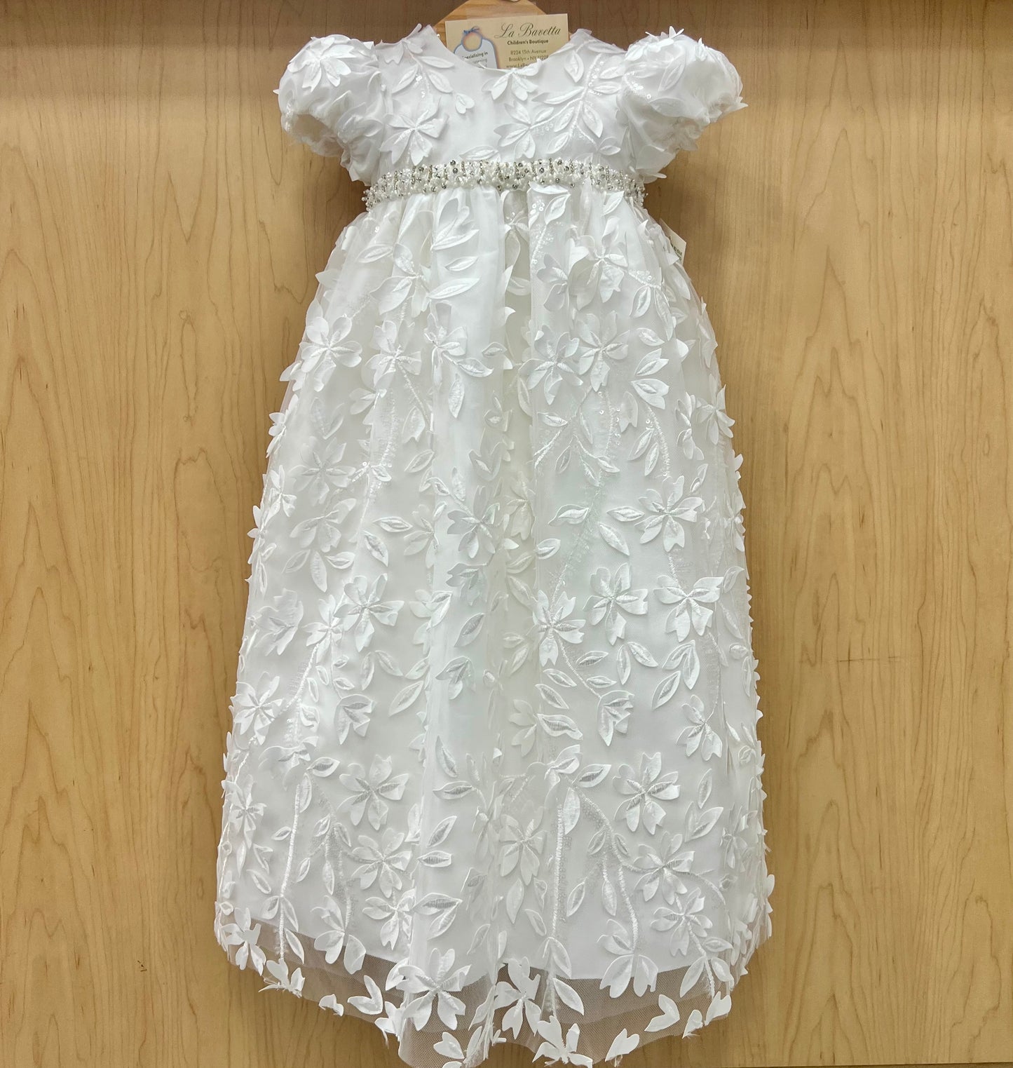 3D floral applique christening gown