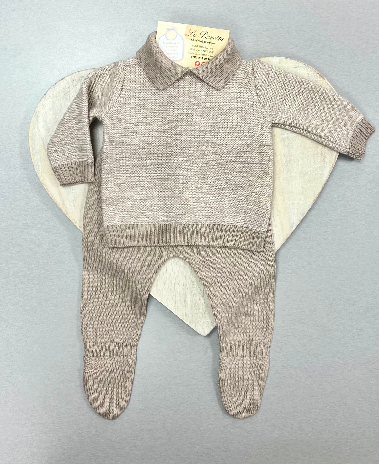 Baby Boy knit brown/ beige set Made In Italy