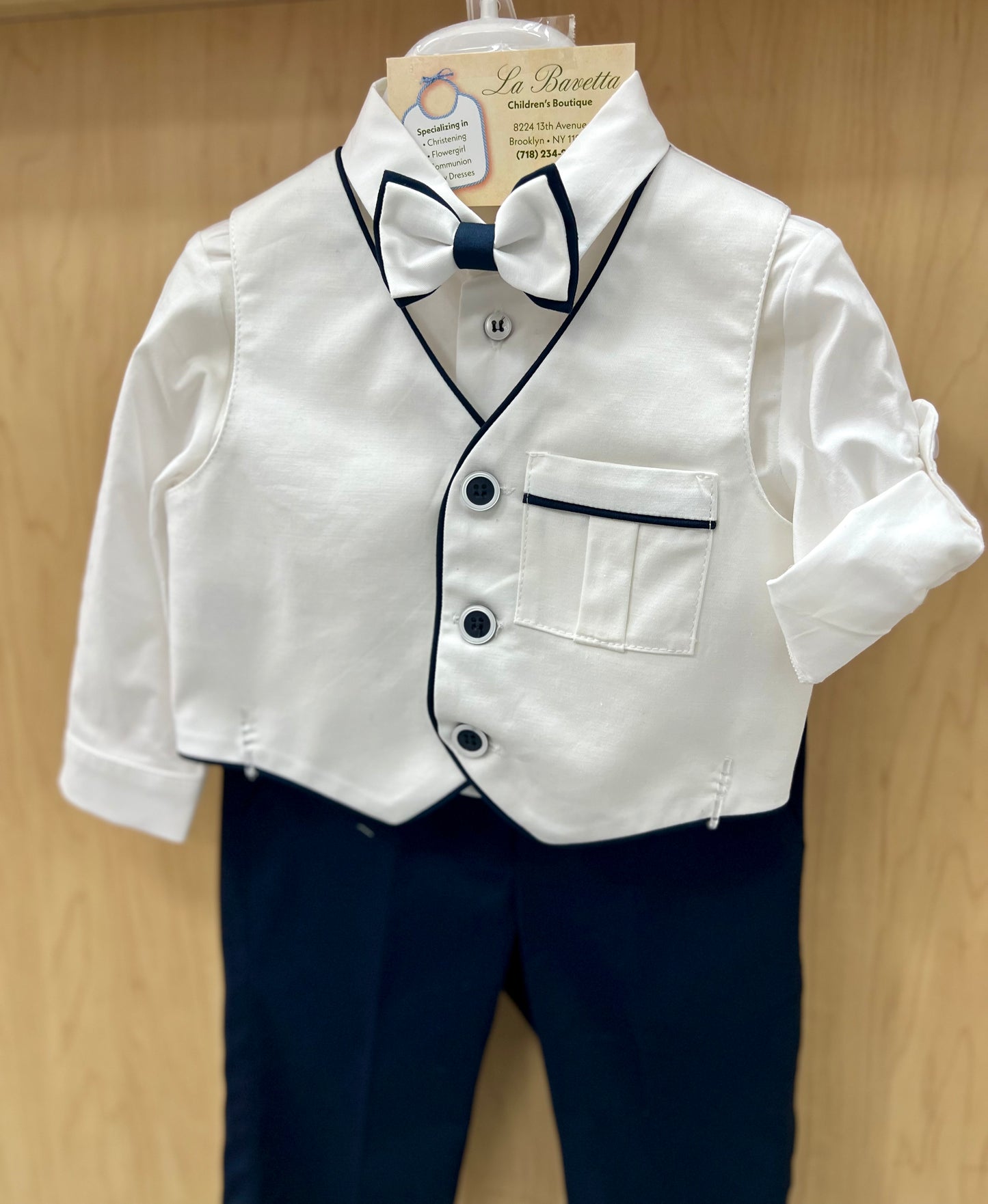 Bimbalo 4pc Suit navy blue and white pants Set