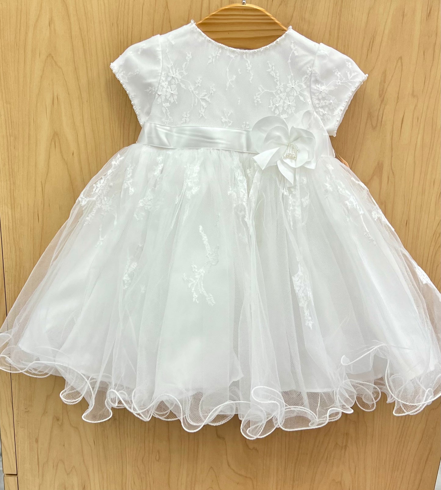 French Lace Short Christening Dress