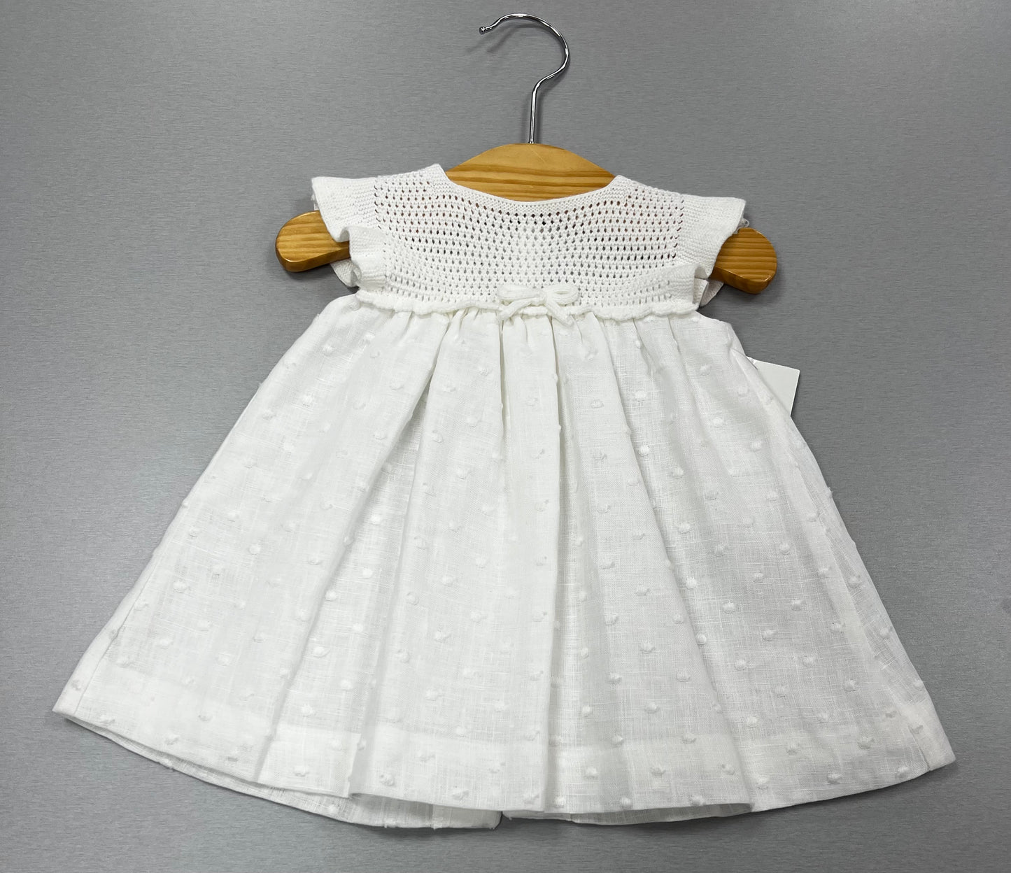 047-30074 white cotton/linen knit Dress