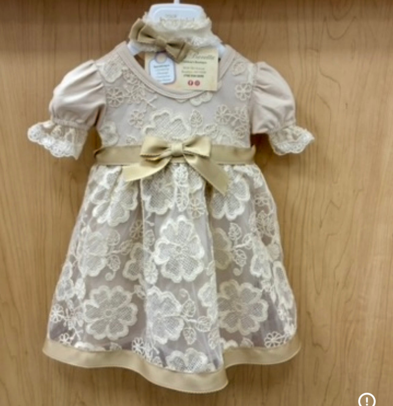 Baby Girl Gold Lace Dress with Headband