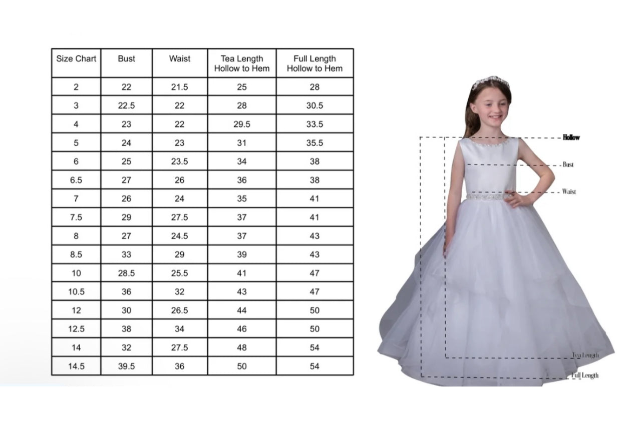 Satin bodice Sweetie Pie Communion dress