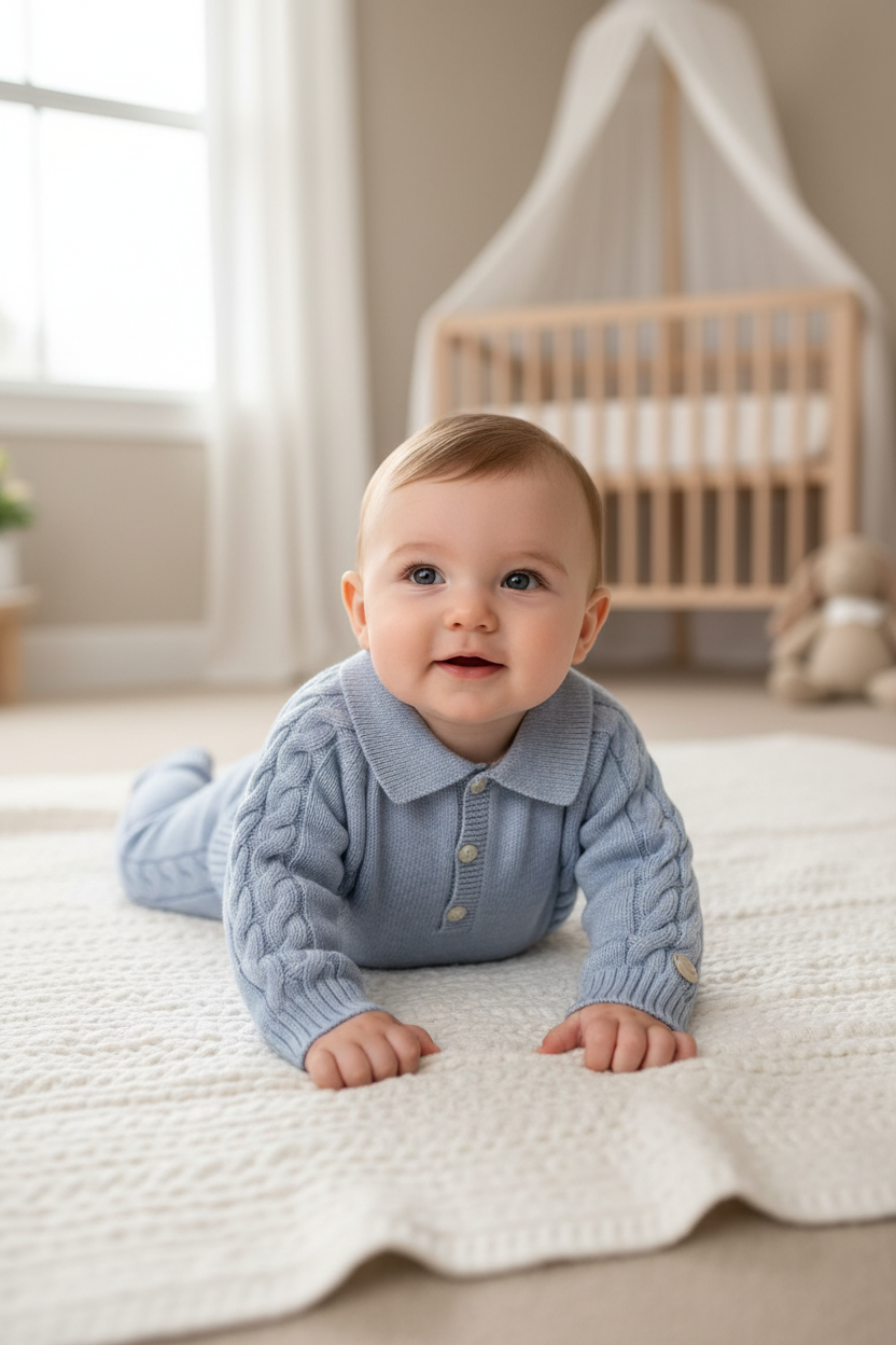 Baby Blue Cable-Knit 2-Piece Set