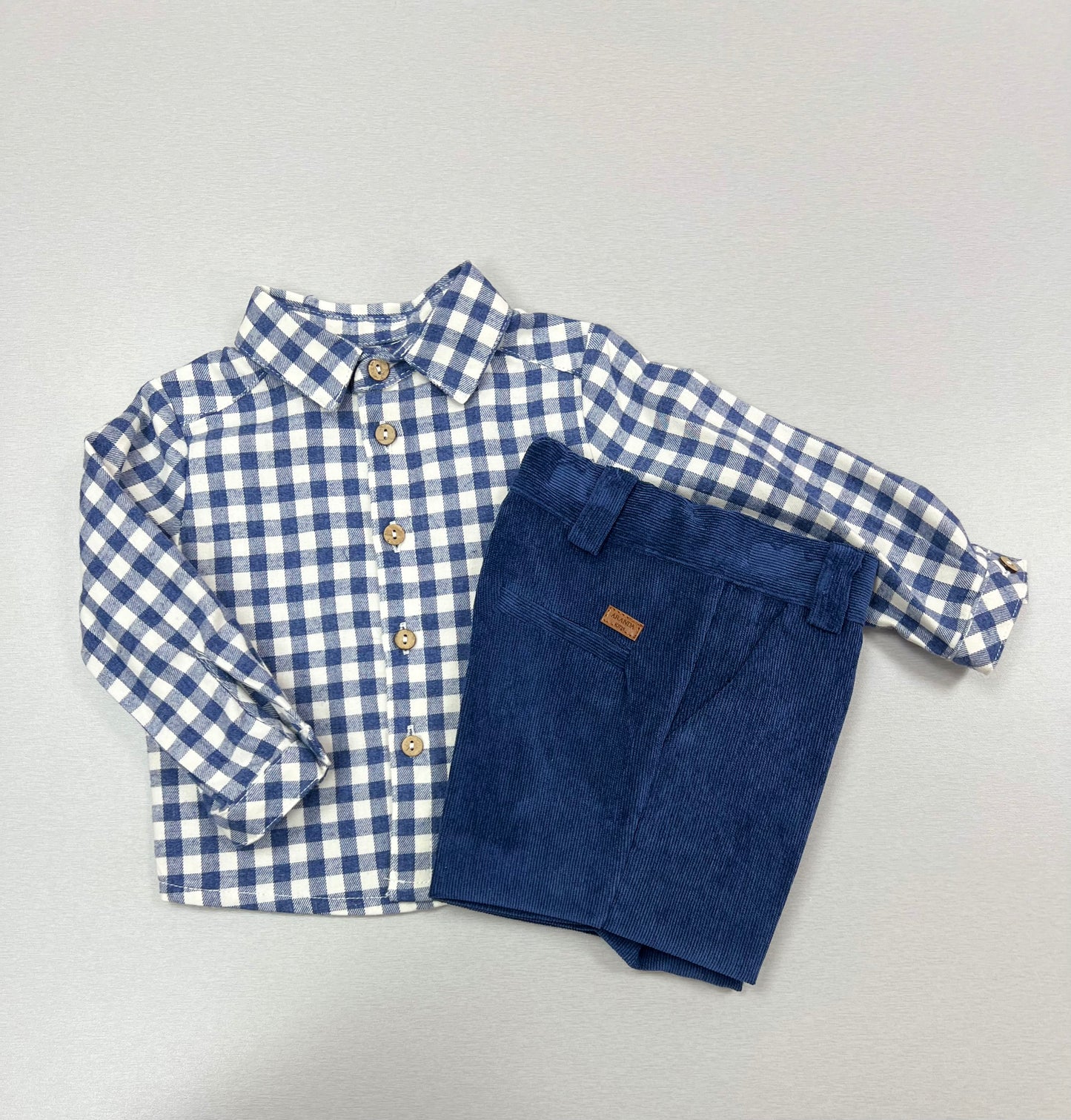 Navy Gingham Outfit for Boys