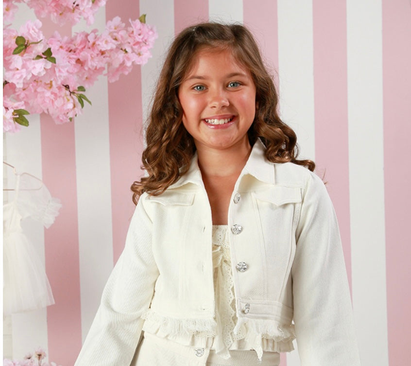 Girls White Denim jacket by ooh la la couture