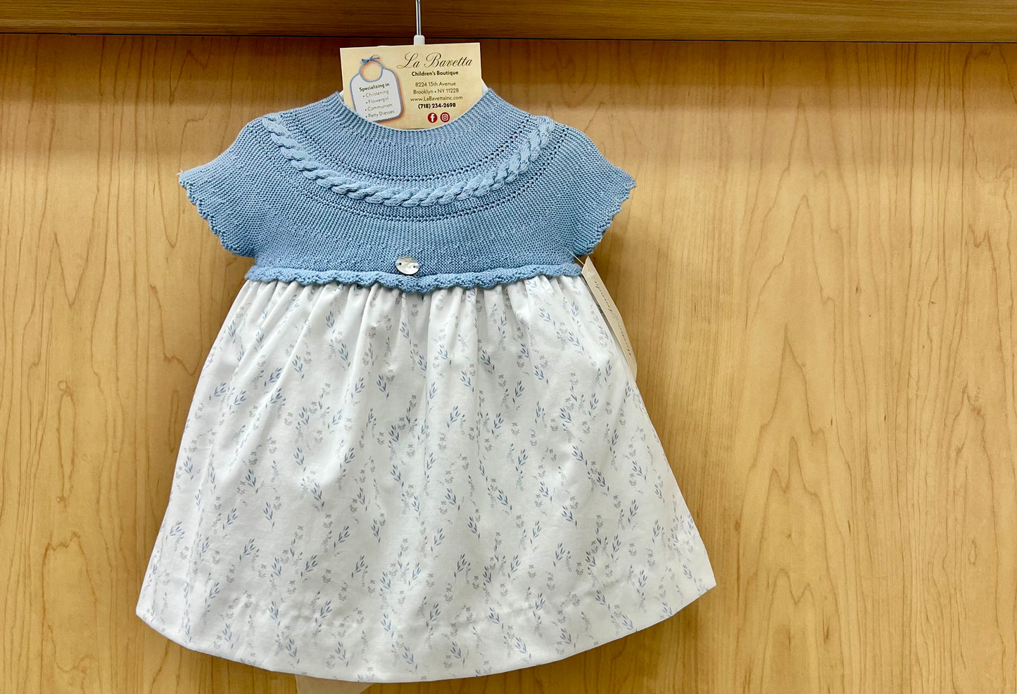 Blue & white Baby knit dress 047-30158