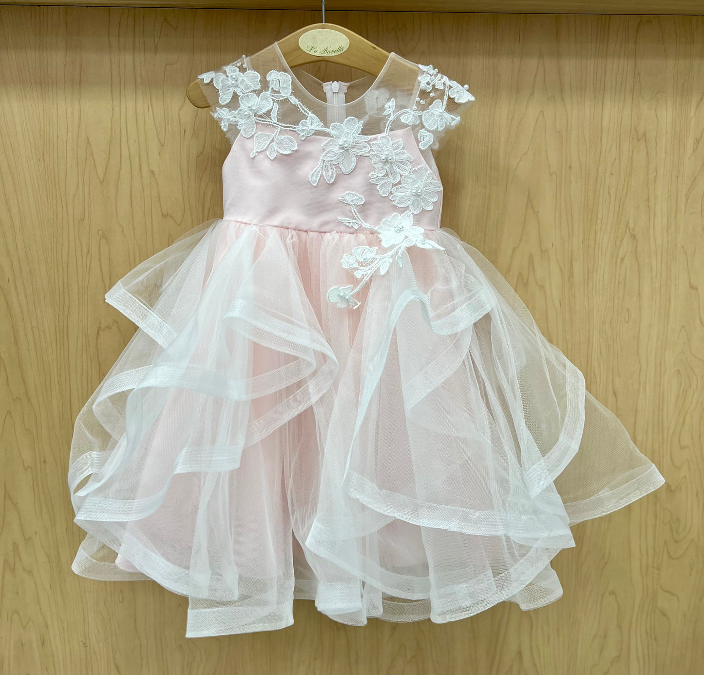 Girls pink& white party Dress Y9011071