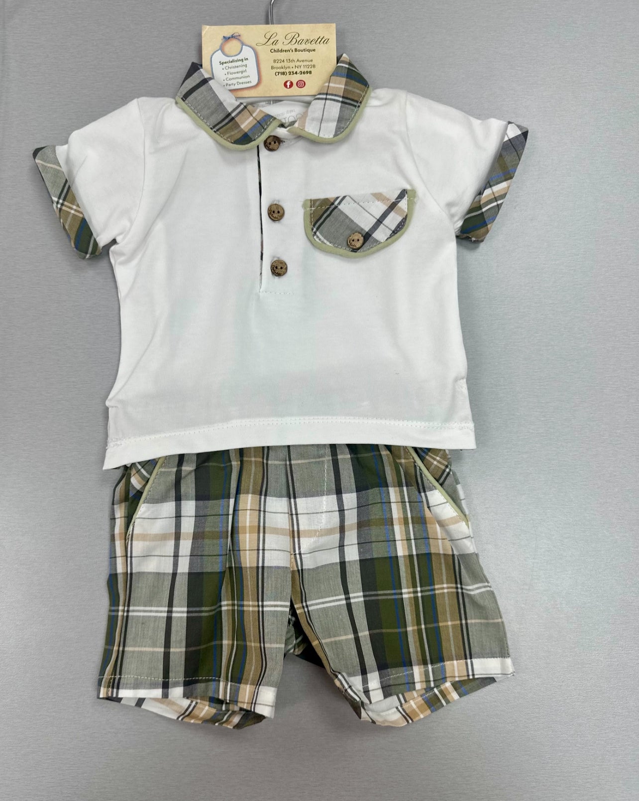 2pc plaid Boys shorts set Deolinda
