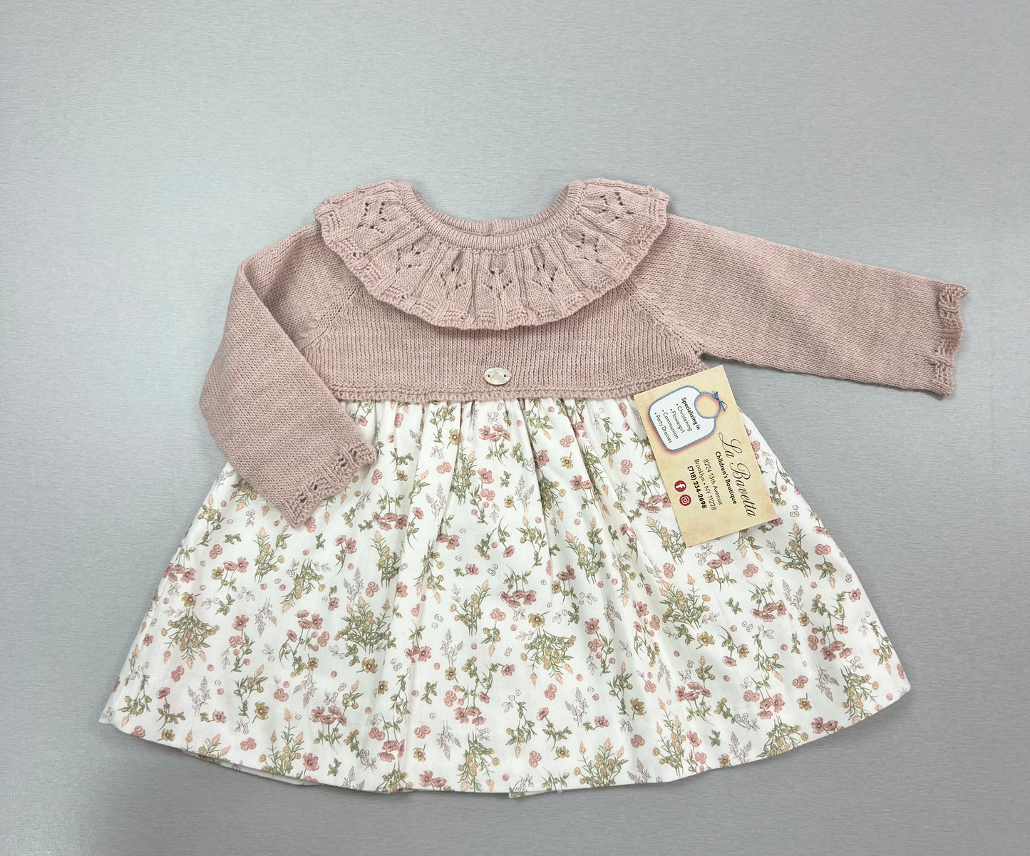 047-30202 antique pink knit dress