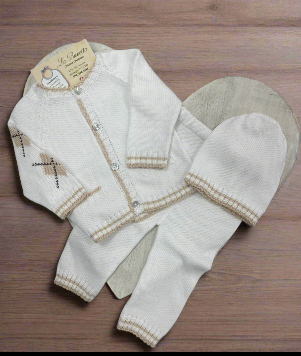 Baby cotton knit 3pc pants set Rombos