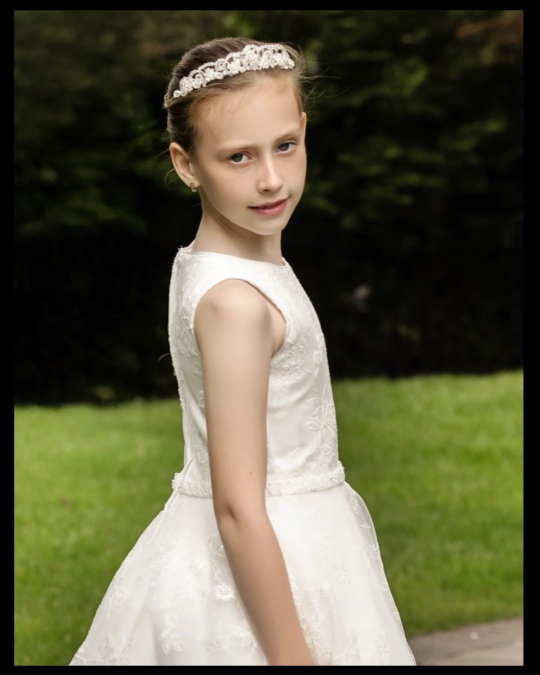 All over lace with beaded belt communion Dress