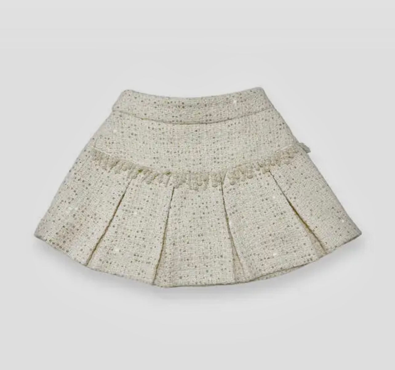 Pearl Trim Tweed 2pc Skirt set
