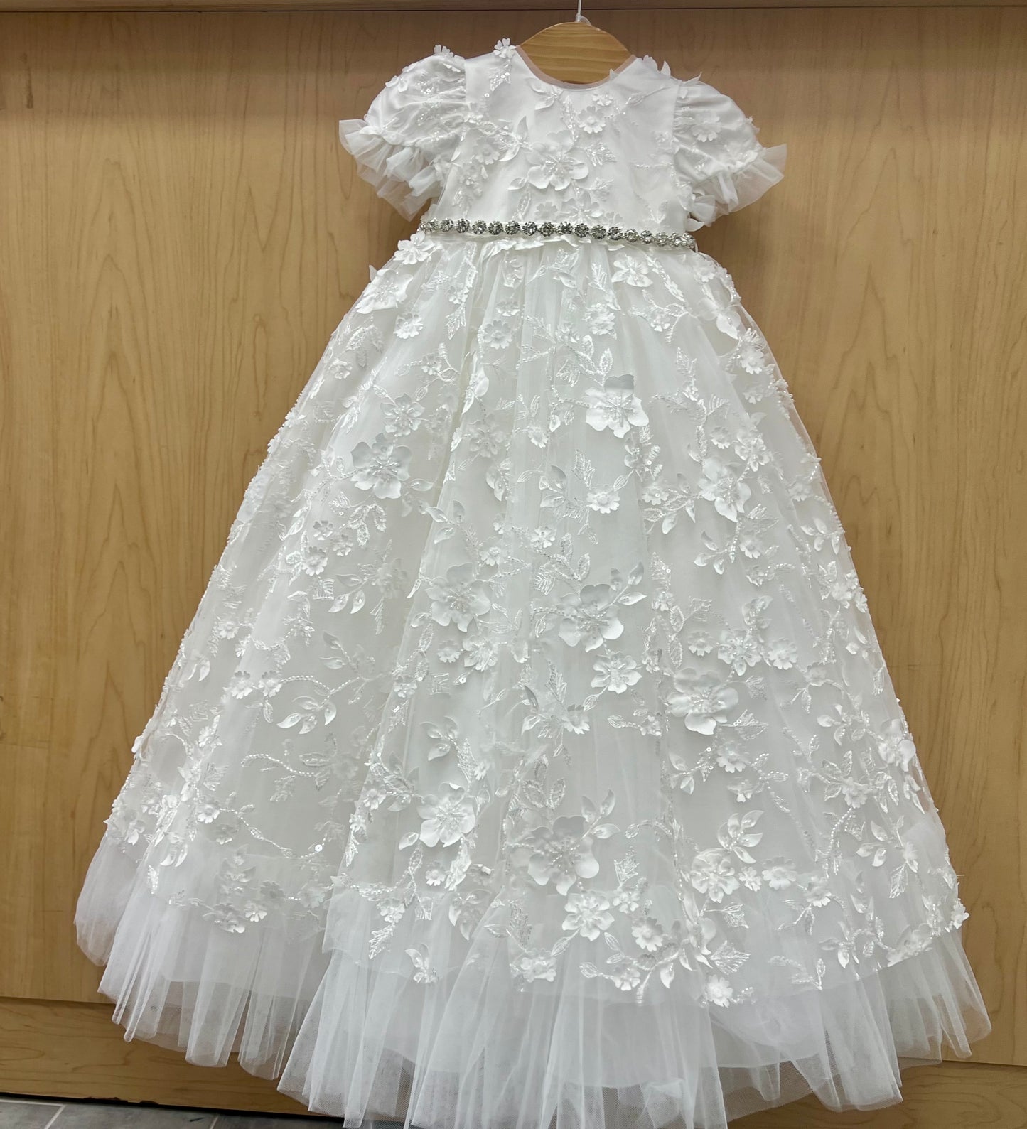 3D lace long Christening dress by Princess Daliana