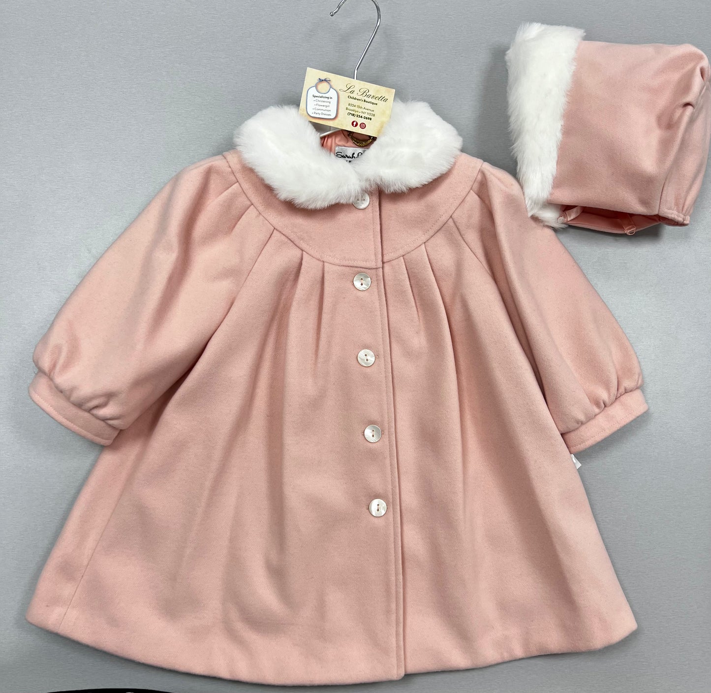 Winter wonderland : girls faux wool fur coat & bonnet