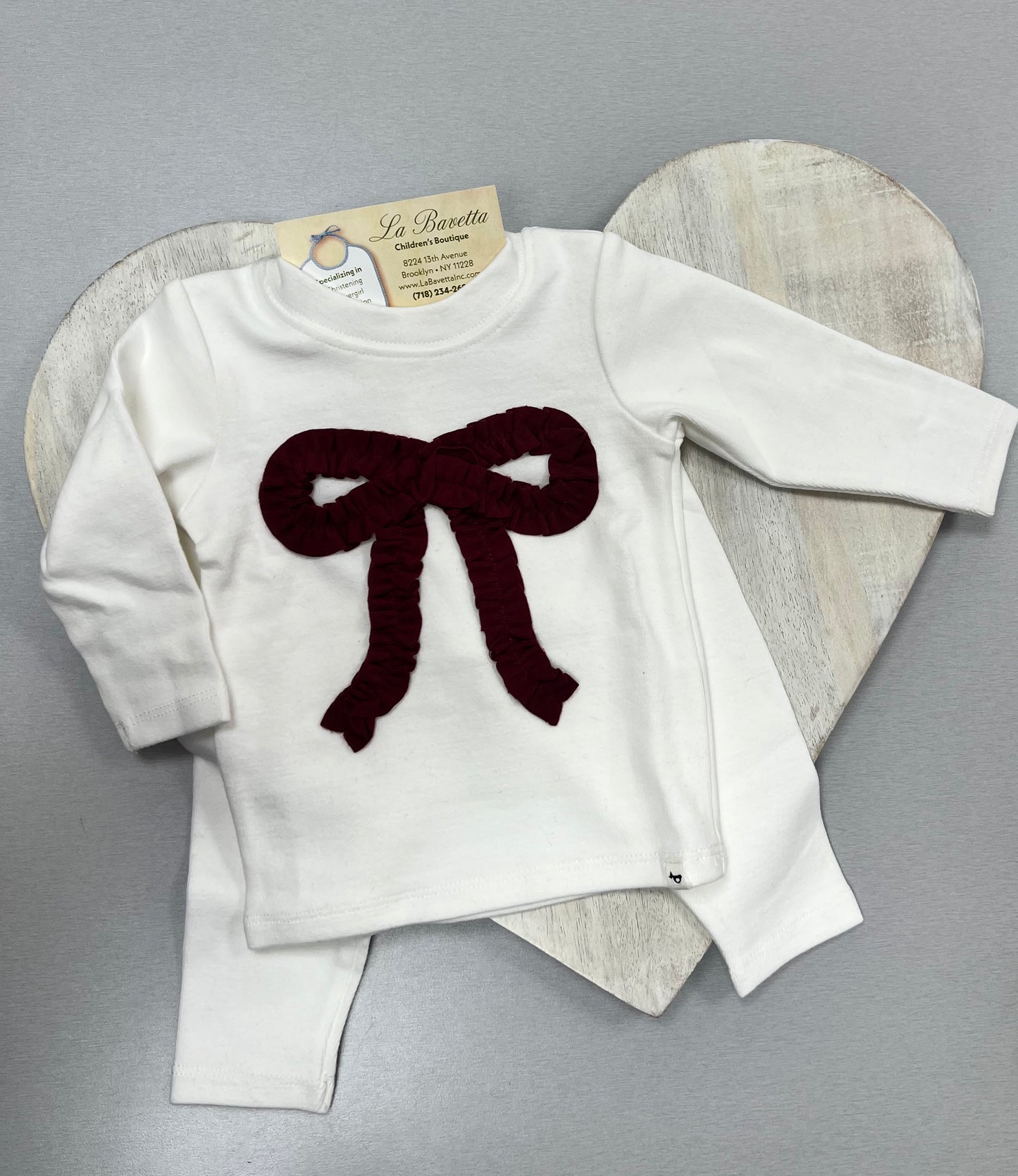 2pc cotton pants set w/Red Bow