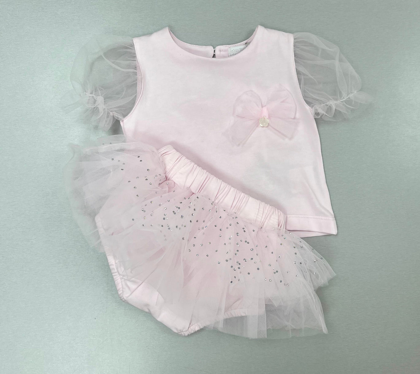 Baby Girl Pink Tulle Top & Sparkle Skirt Set