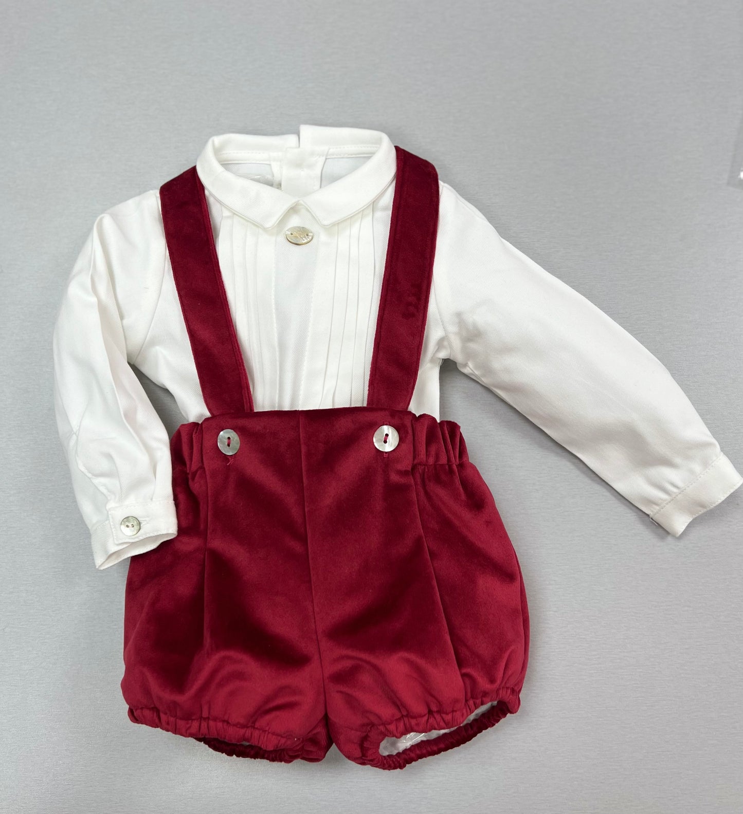 Baby Boy Red Velvet Romper