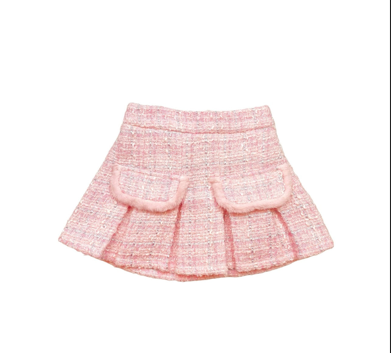 15392 Fur Trim Tweed Jacket skirt set