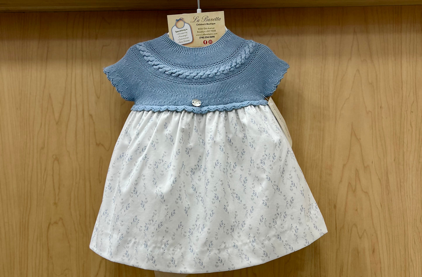 Blue & white Baby knit dress 047-30158