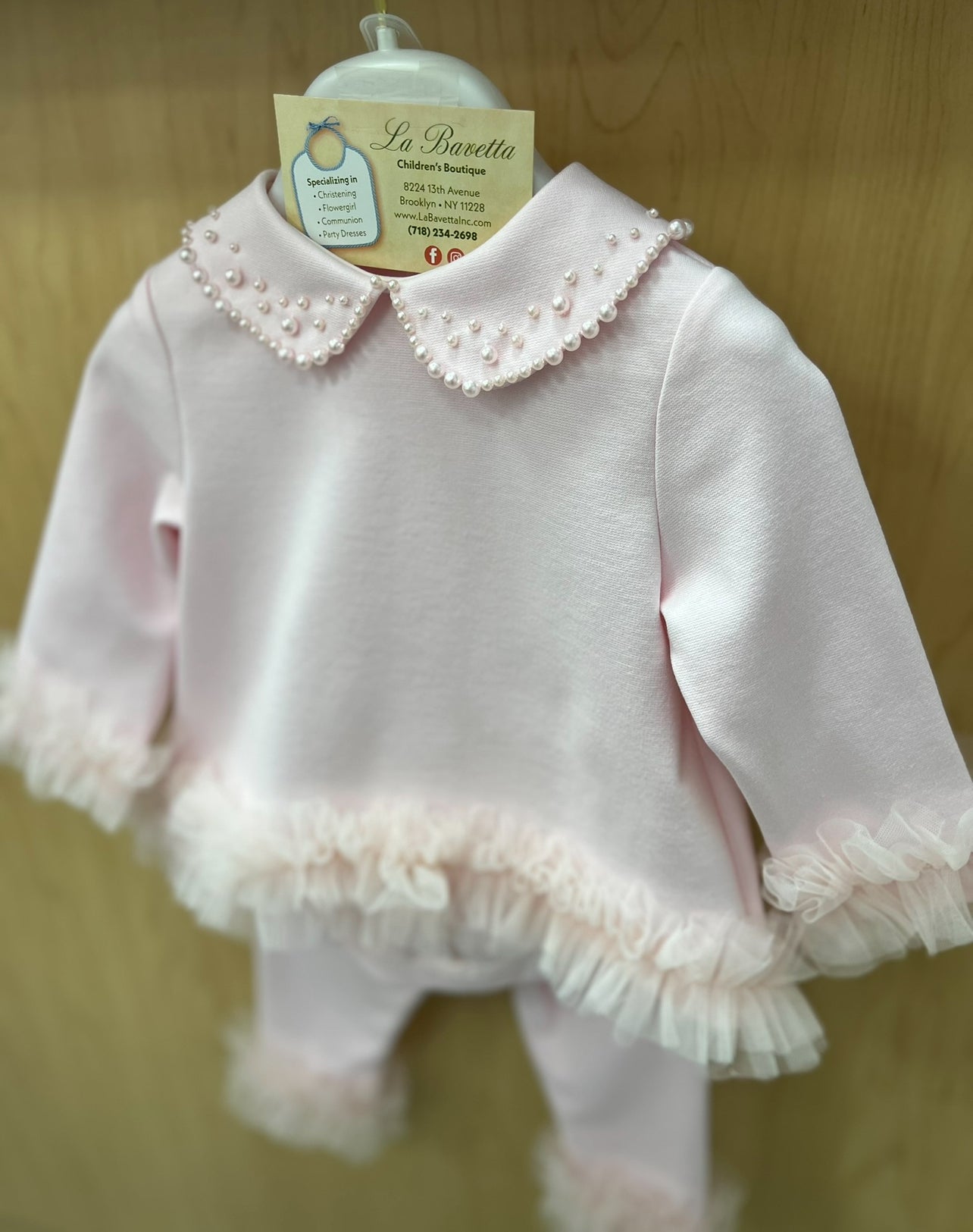 2pc cotton pink pants set made in Italy