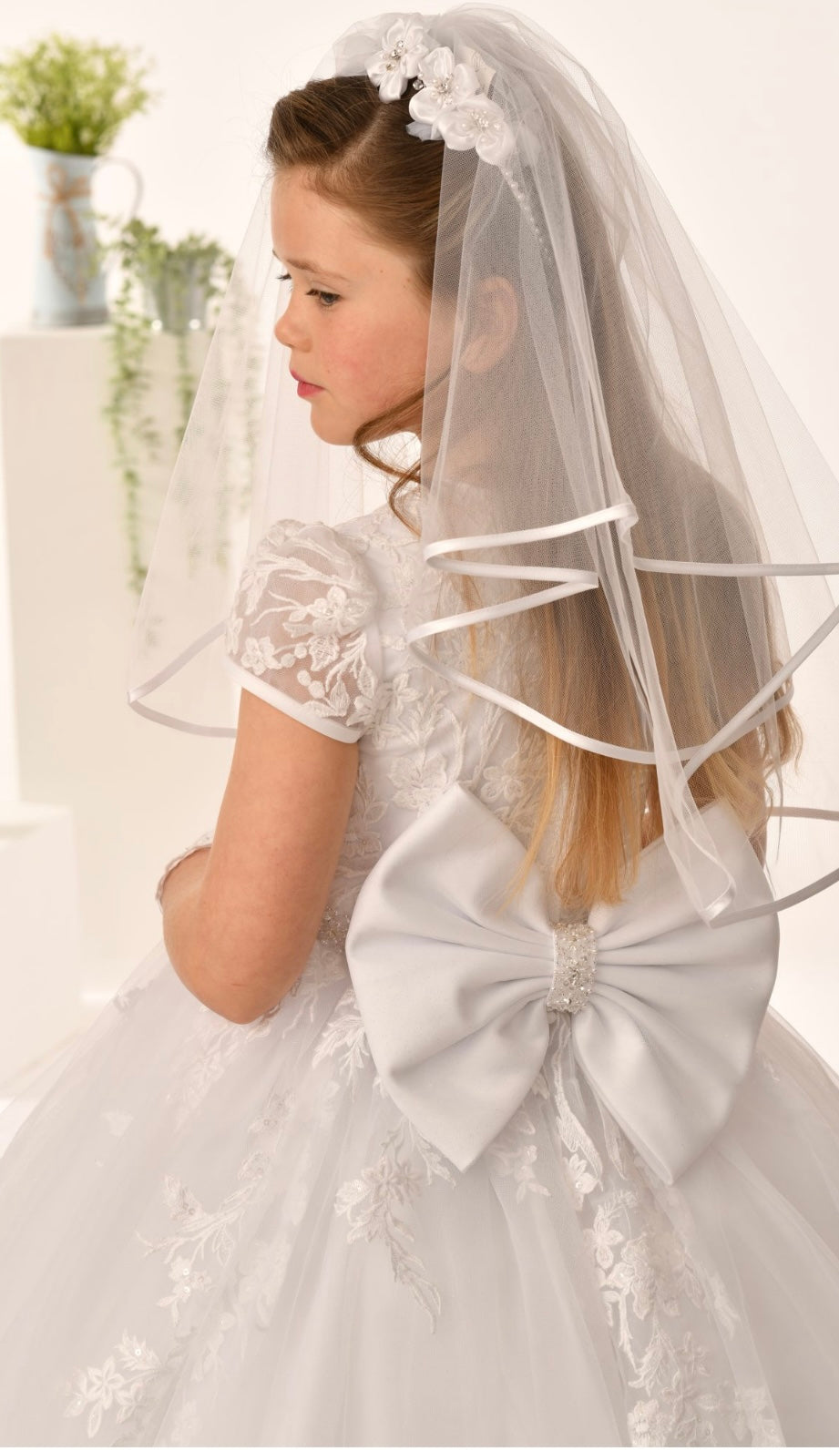 First Communion Dress Sweetie Pie sheer sleeve