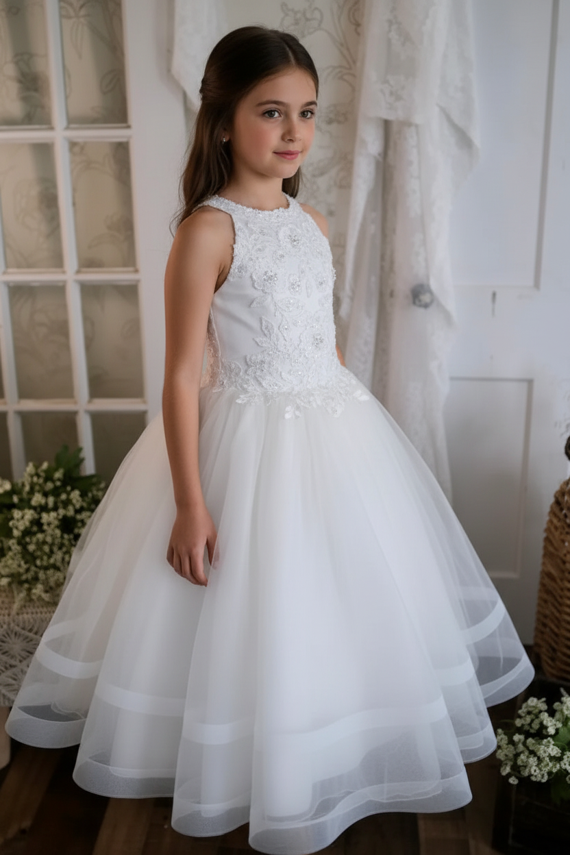 Christie Helene halter lace top Communion Dress