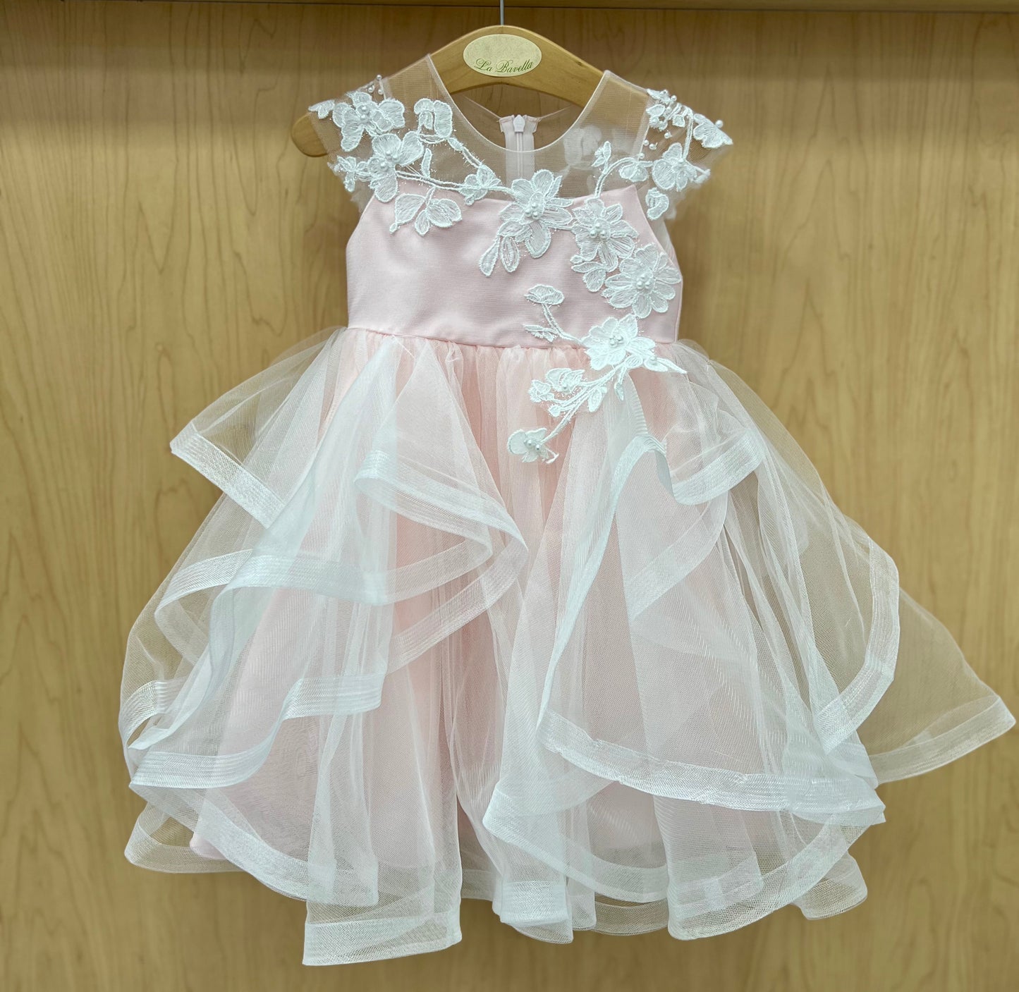 Girls pink& white party Dress Y9011071