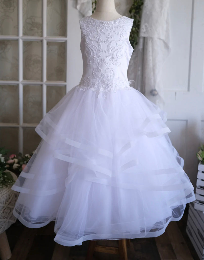 Sleeveless White Communion Dress | La Bavetta | New York