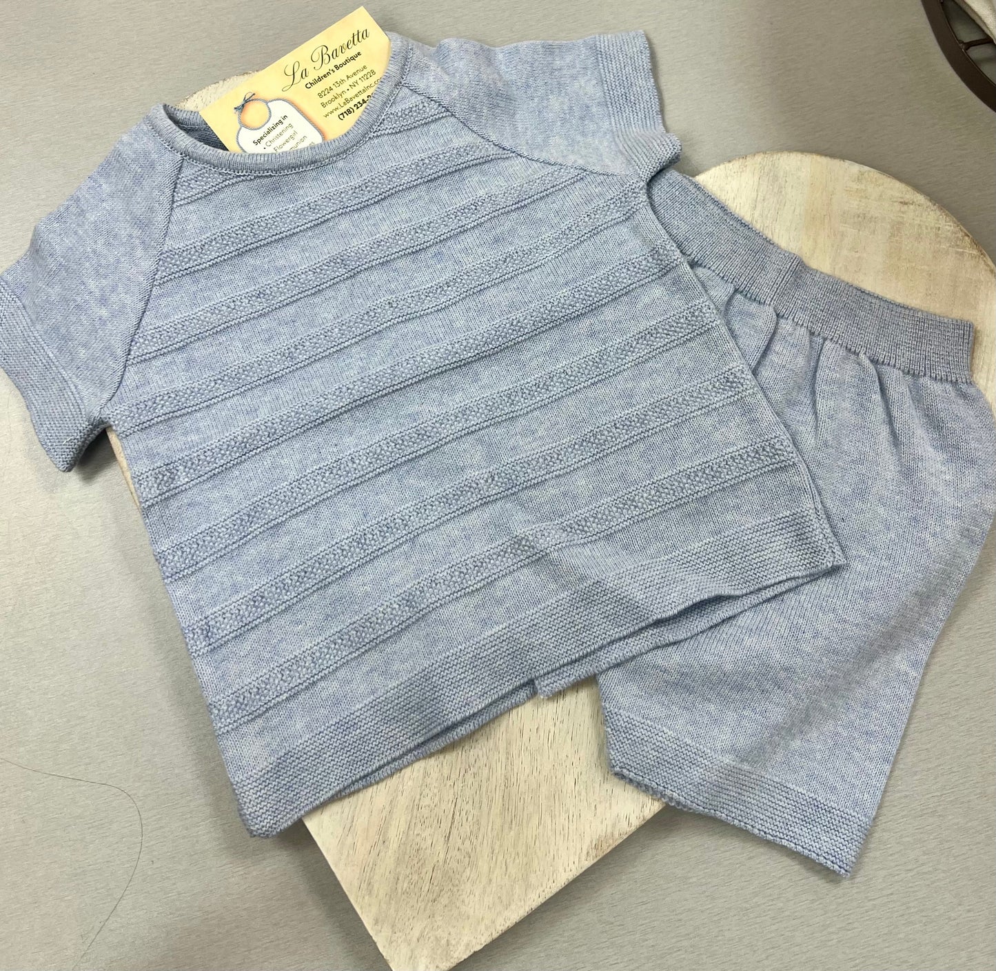 Blue Knitted Two-Piece Set