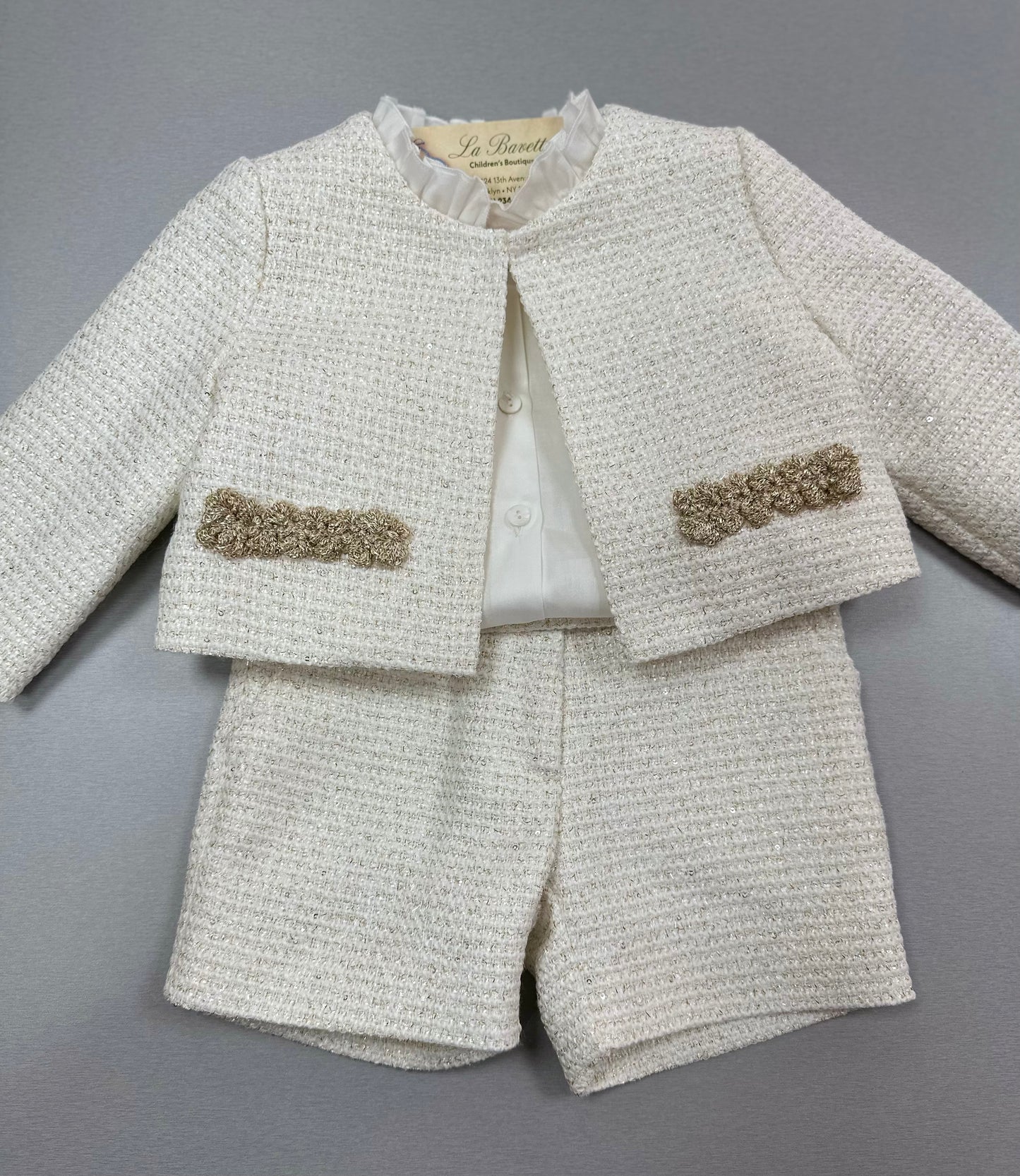 Bimbalo 3pc shorts tweed set made in Italy 6844