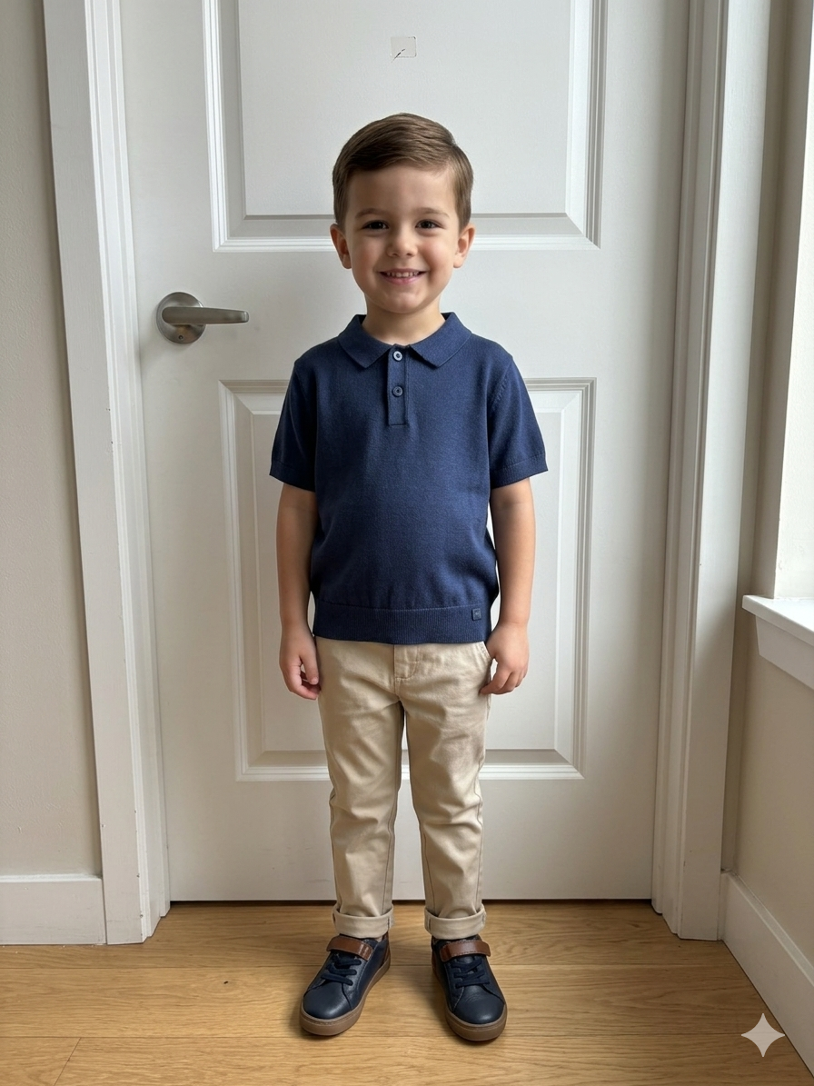 Boys' Navy Knit Polo & Khaki Chino Set