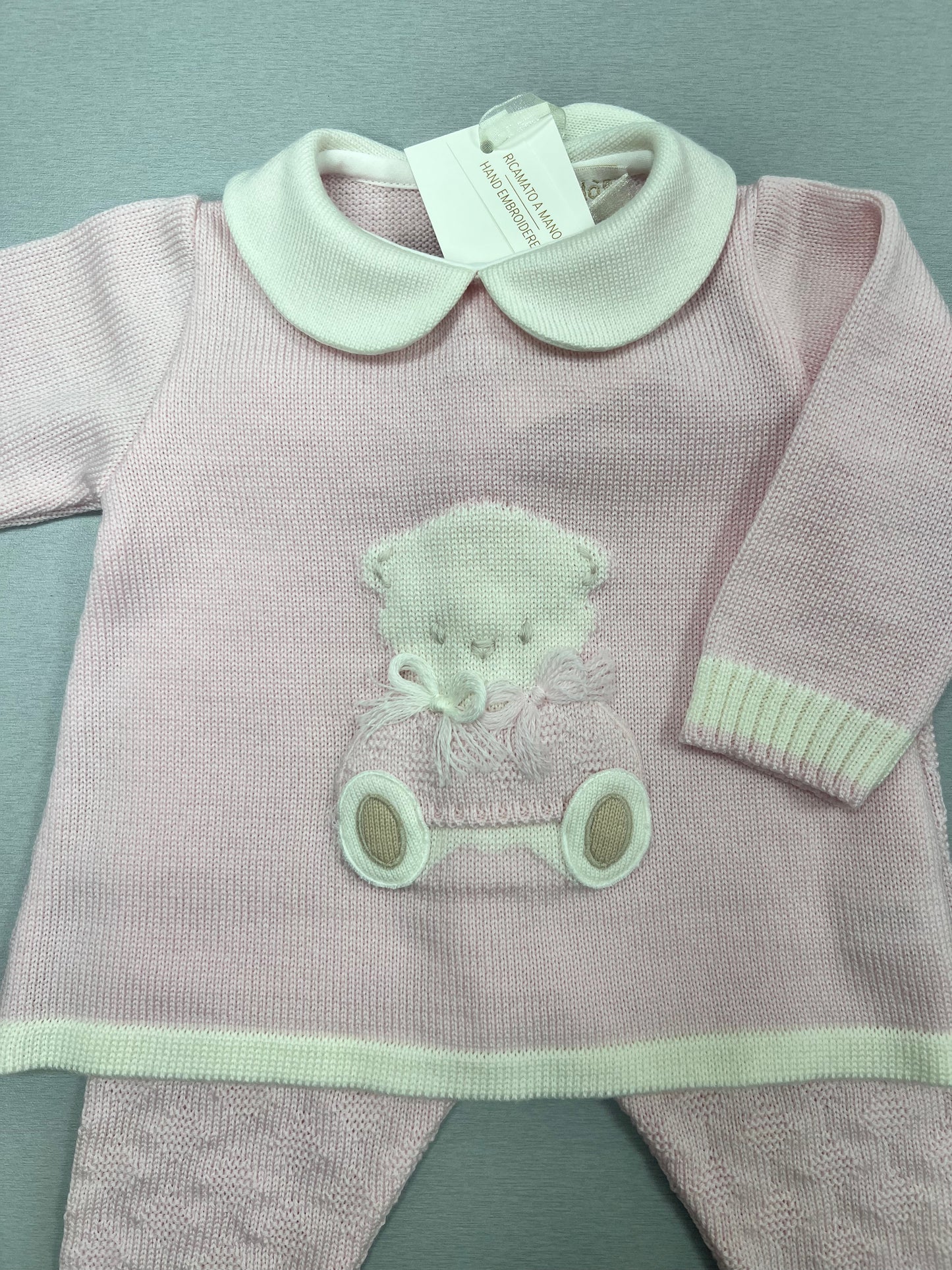 Knit ivory/Pink 2pc set made In Italy