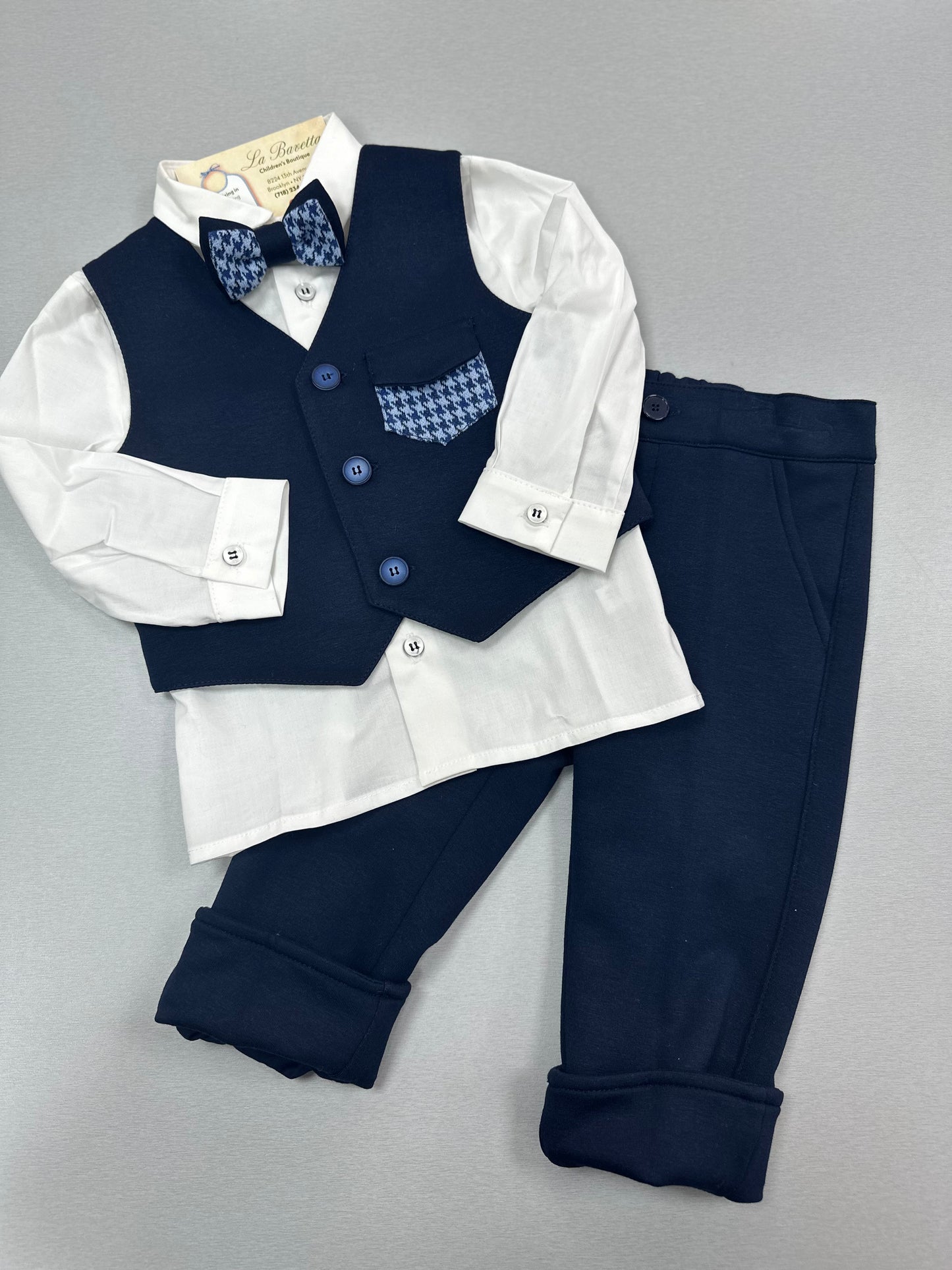 Navy Blue Boys Suit Set 4pc | La Bavetta Children's Boutique | NY