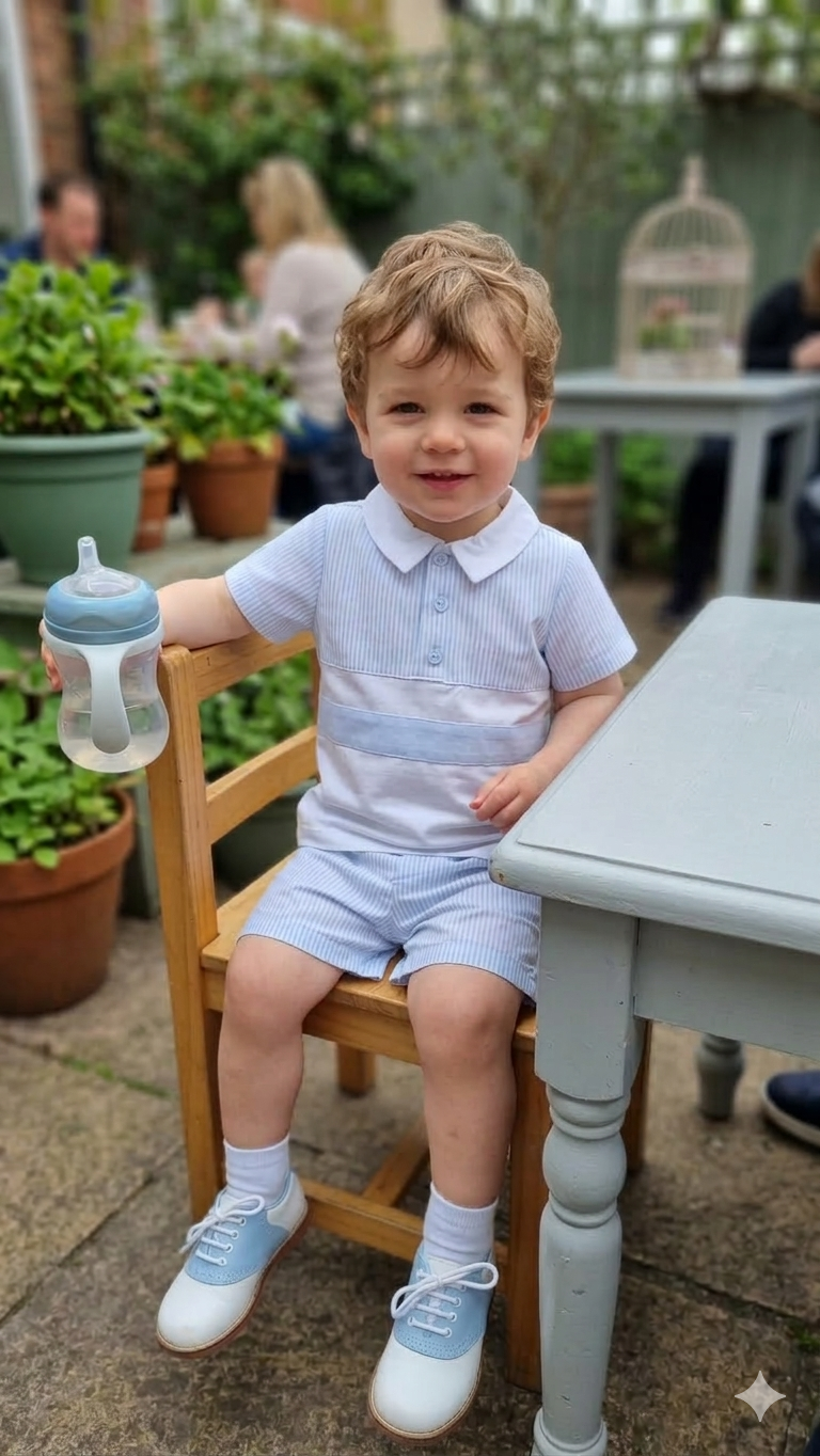Boys Blue Seersucker Two-Piece Set
